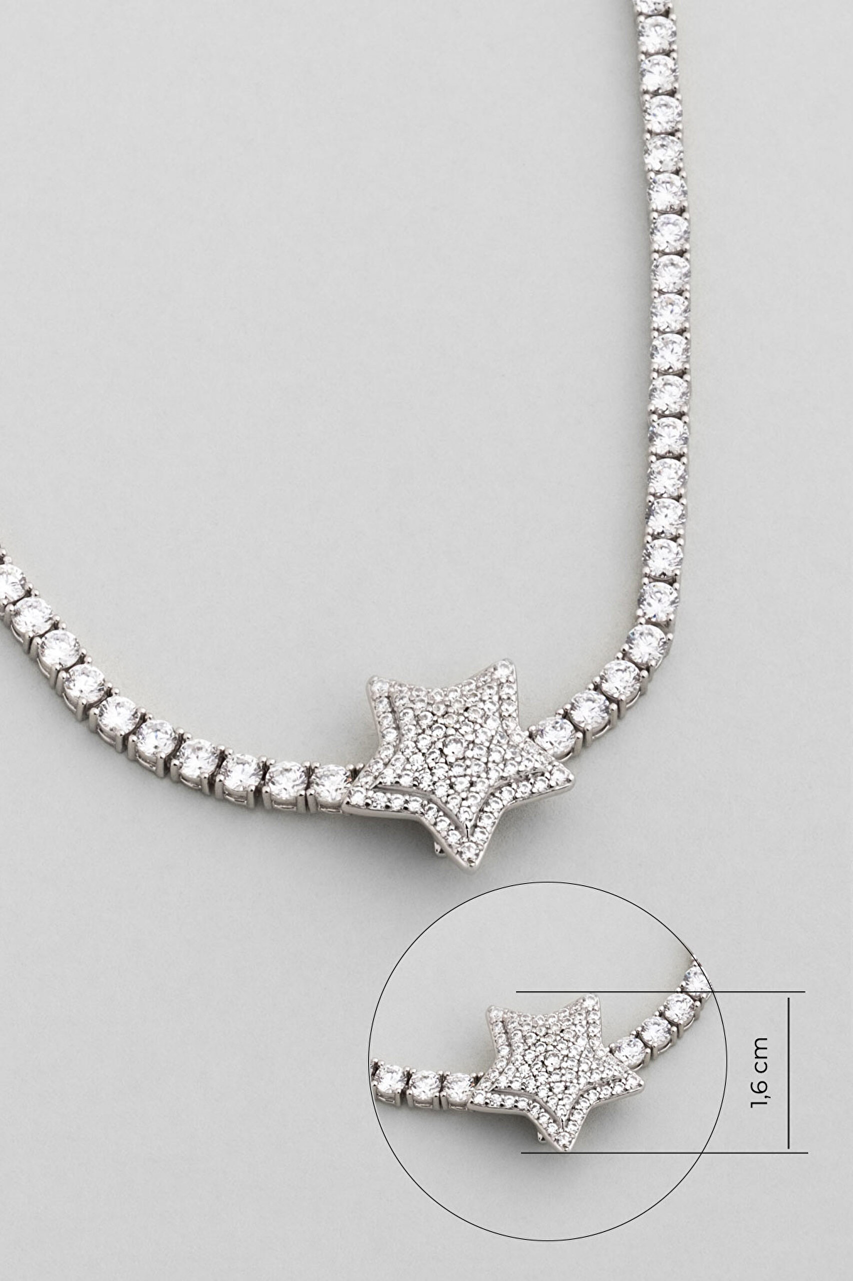 ⁠ Akşam Yıldızı 18 Ayar Beyaz Altın Kaplama Gümüş Charm_0}