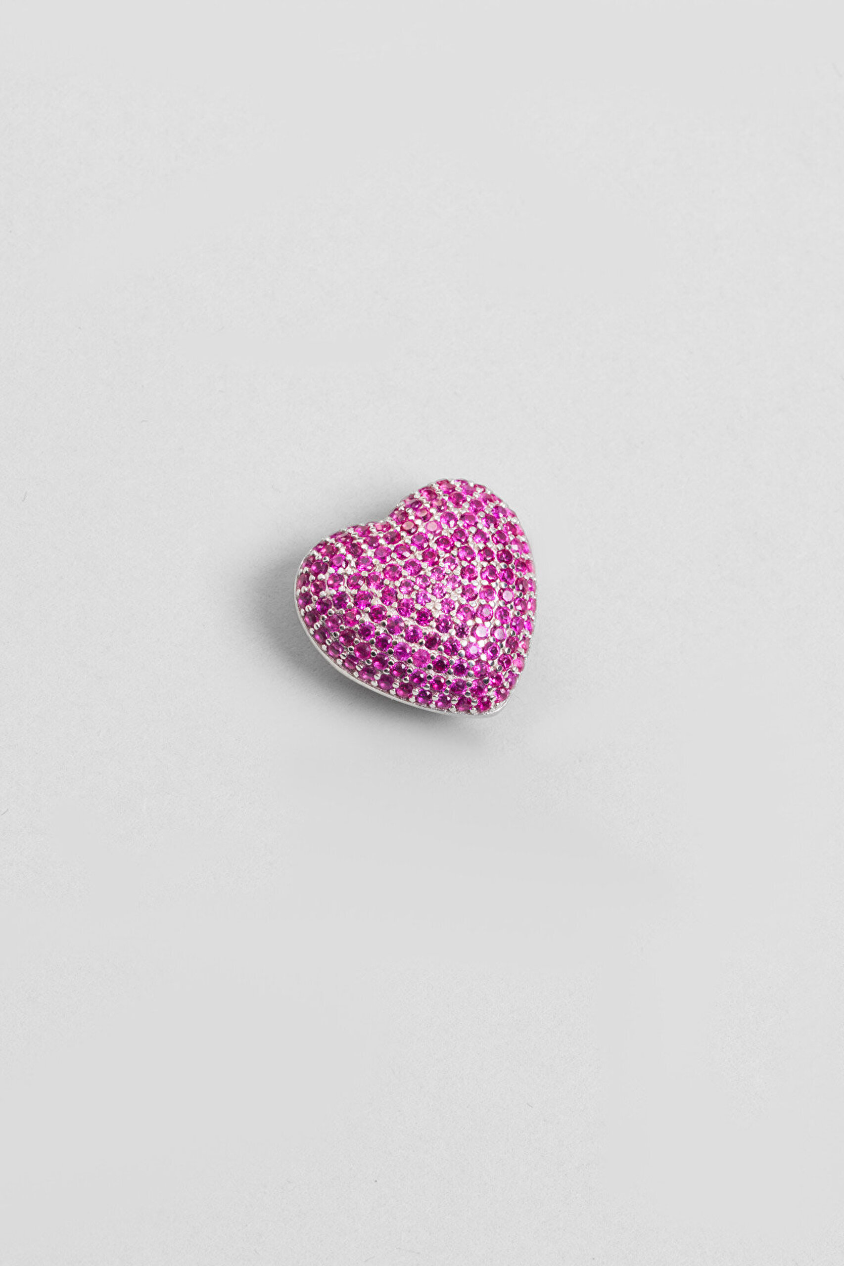 Pembe Kalp 18 Ayar Beyaz Altın Kaplama Gümüş Charm - 1