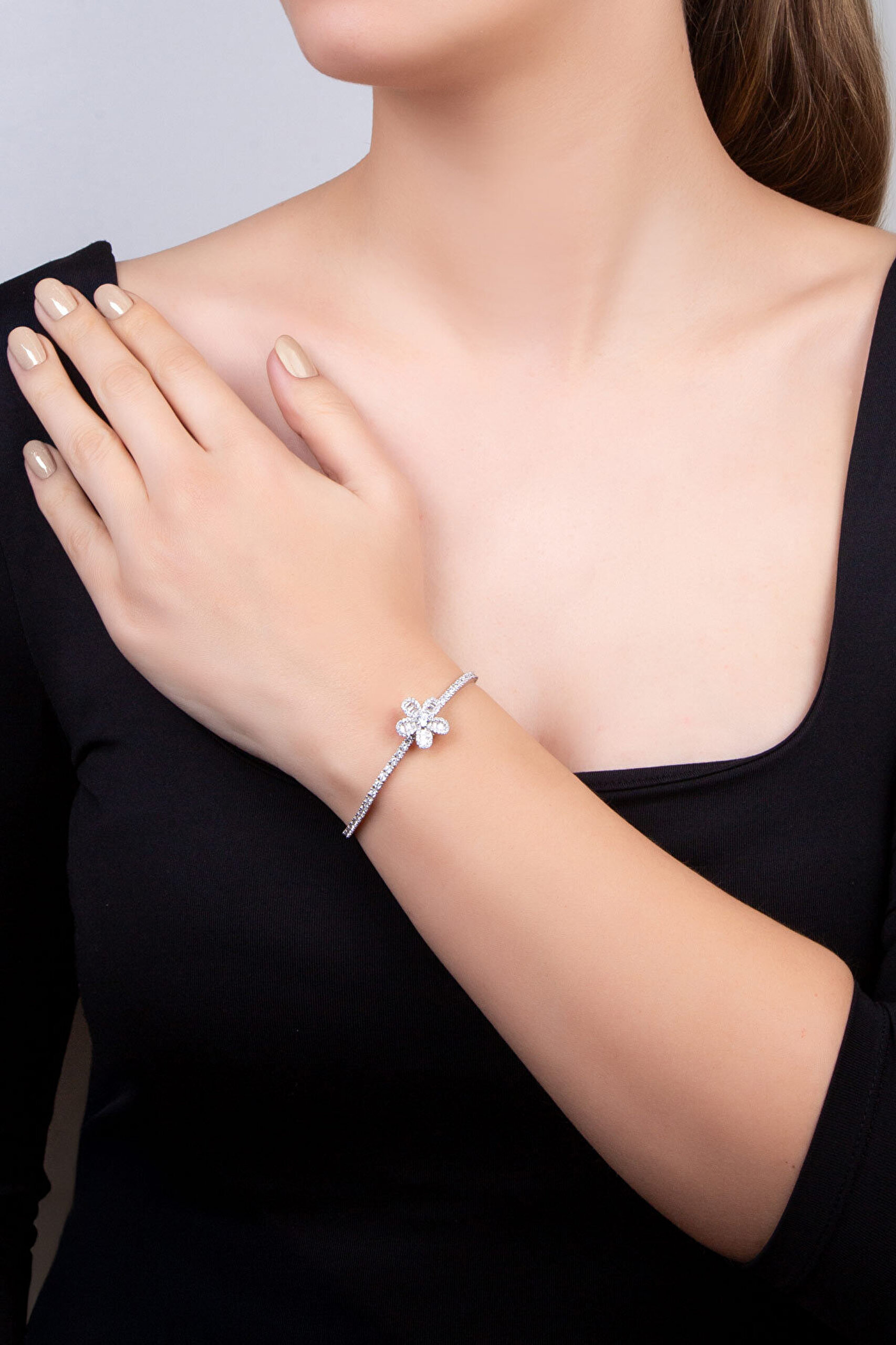 Papatya 18 Ayar Beyaz Altın Kaplama Gümüş Charm - 6