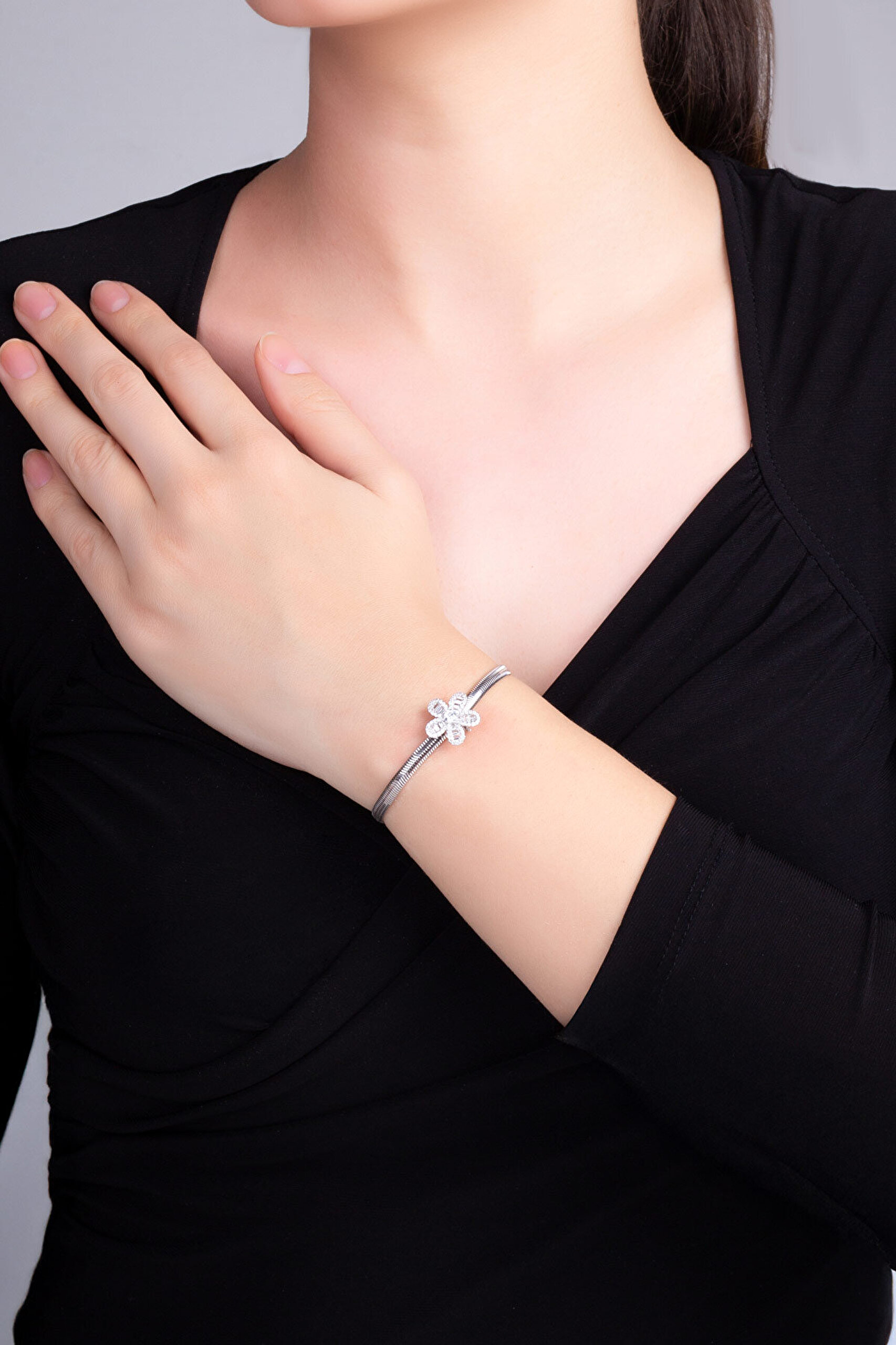 Papatya 18 Ayar Beyaz Altın Kaplama Gümüş Charm - 7