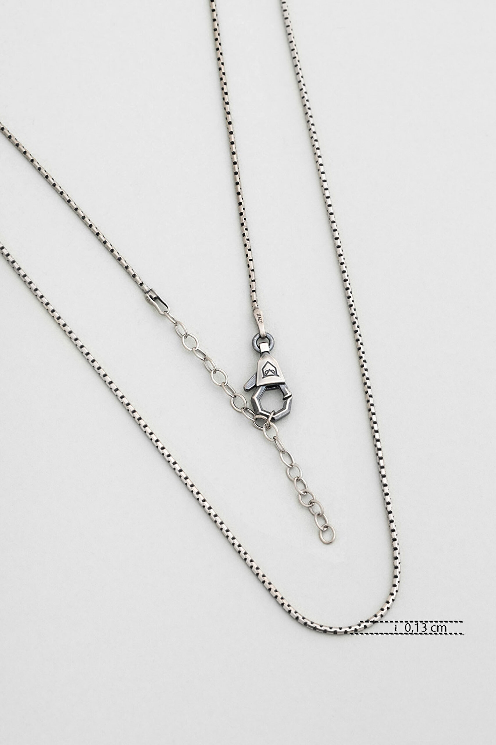 ⁠ İtalyan Stil Oksitli 55 Cm Gümüş Erkek Zincir Kolye_1}