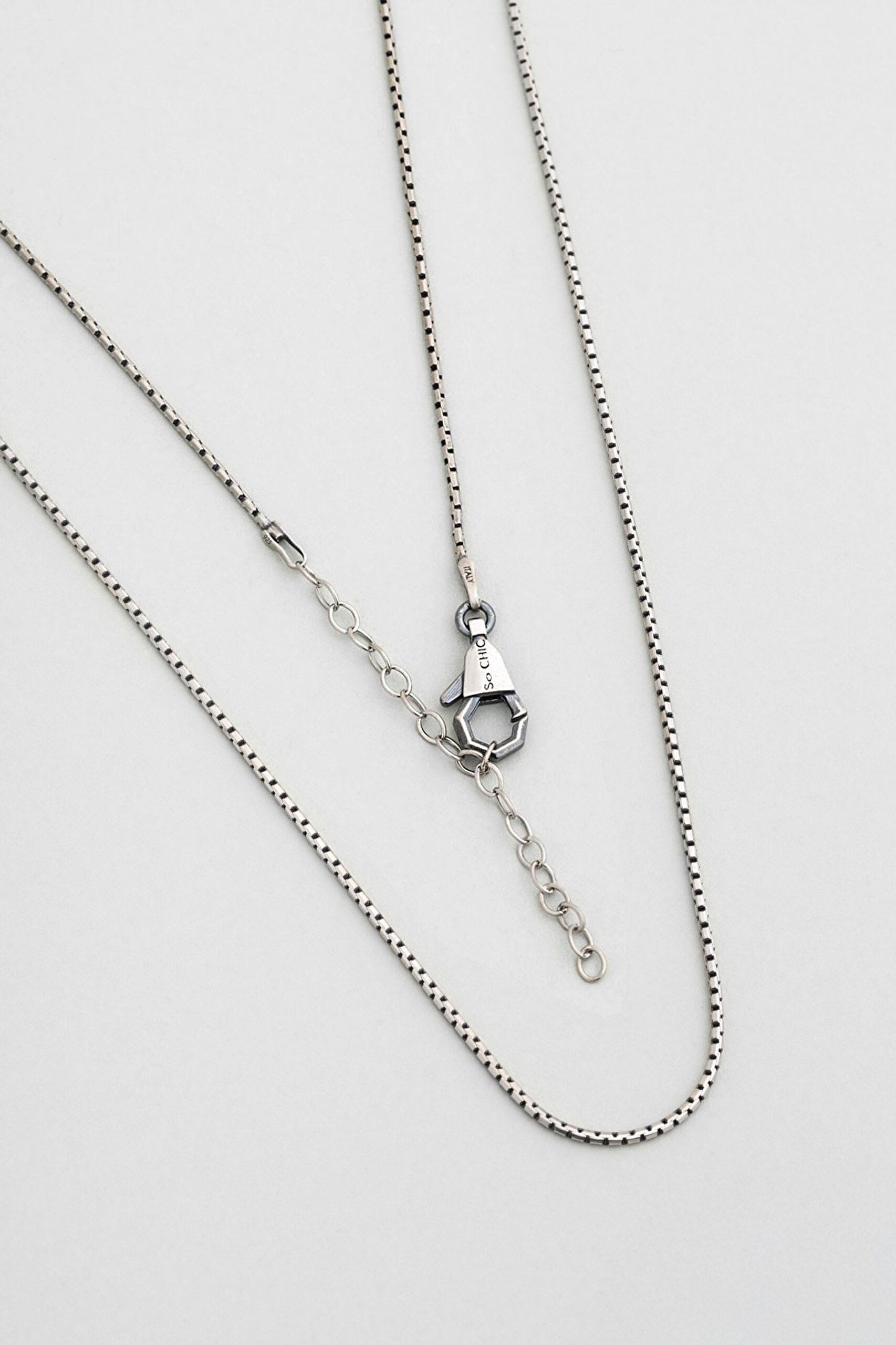 ⁠ İtalyan Stil Oksitli 55 Cm Gümüş Erkek Zincir Kolye_2}