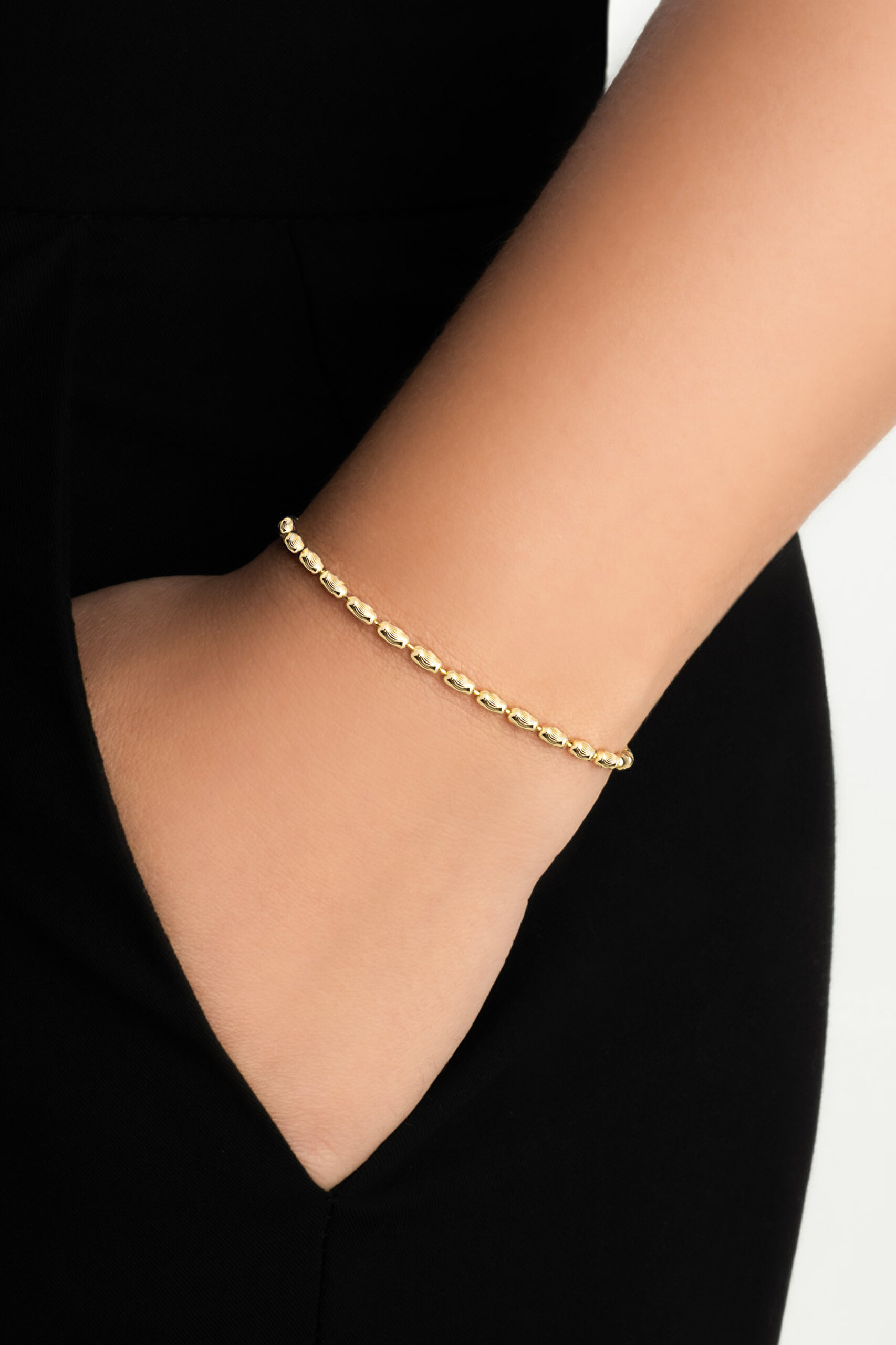 ⁠ Minimal İtalyan 18 Ayar Sarı Altın Kaplama 19 Cm Gümüş Bileklik_1}