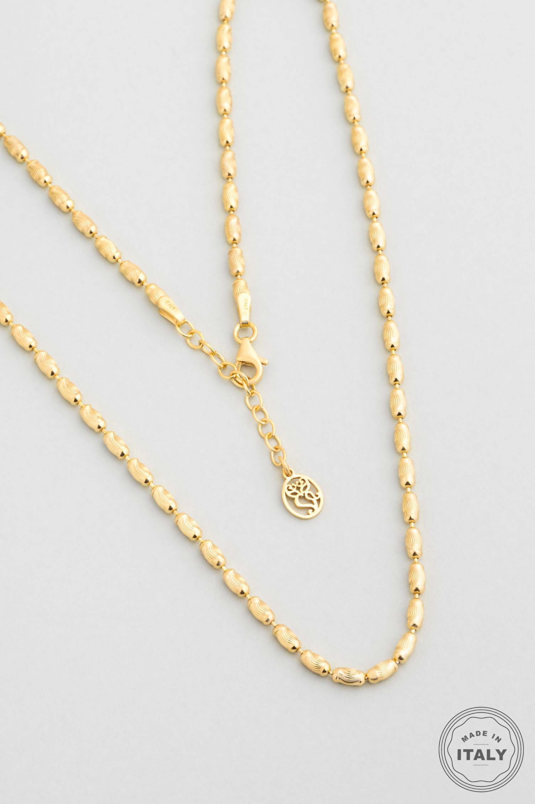 ⁠ Minimal İtalyan 18 Ayar Sarı Altın Kaplama 43 Cm Gümüş Kolye_0}