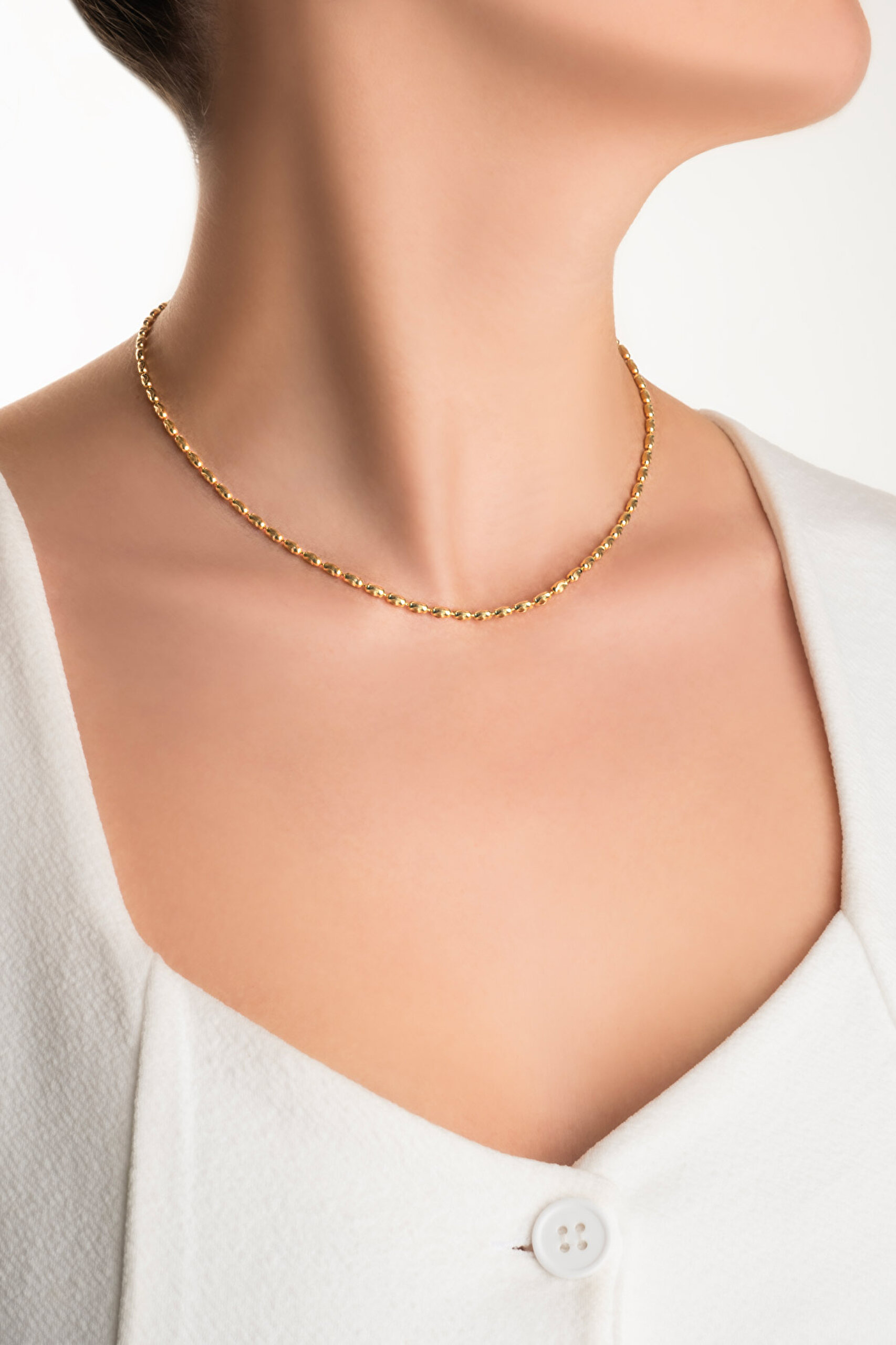 ⁠ Minimal İtalyan 18 Ayar Sarı Altın Kaplama 43 Cm Gümüş Kolye_3}