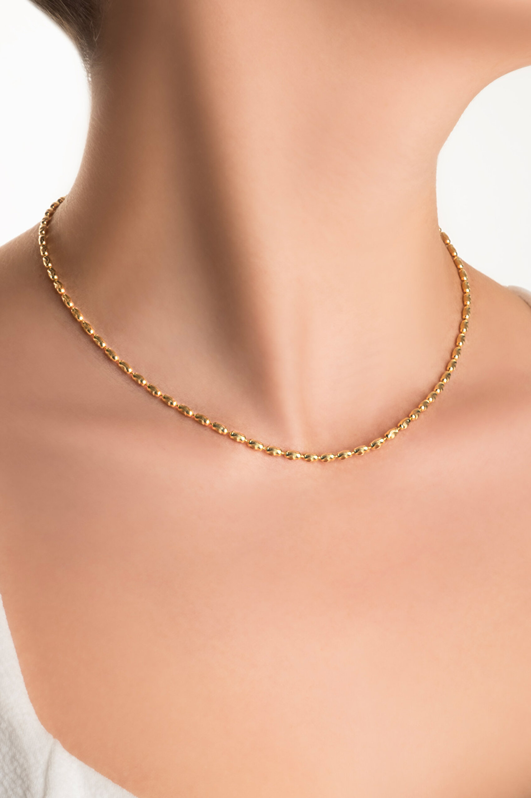 ⁠ Minimal İtalyan 18 Ayar Sarı Altın Kaplama 43 Cm Gümüş Kolye_1}