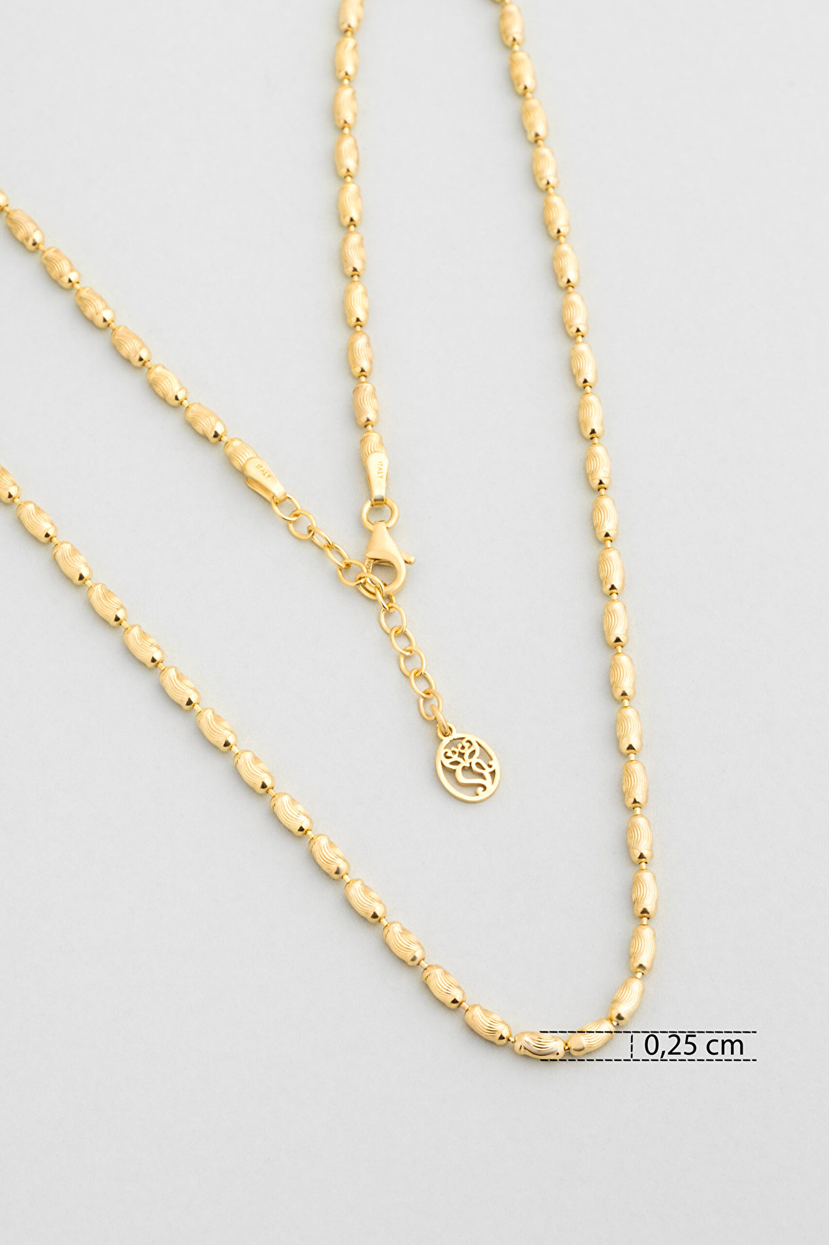 ⁠ Minimal İtalyan 18 Ayar Sarı Altın Kaplama 43 Cm Gümüş Kolye_2}