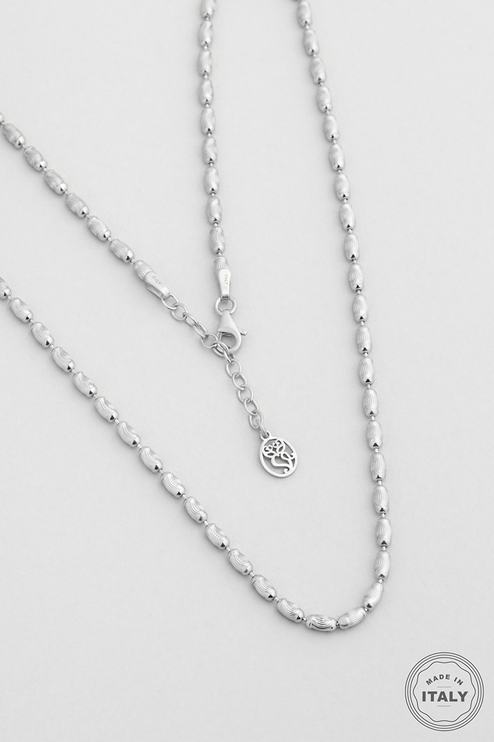 ⁠ Minimal İtalyan 18 Ayar Beyaz Altın Kaplama 43 Cm Gümüş Kolye_0}