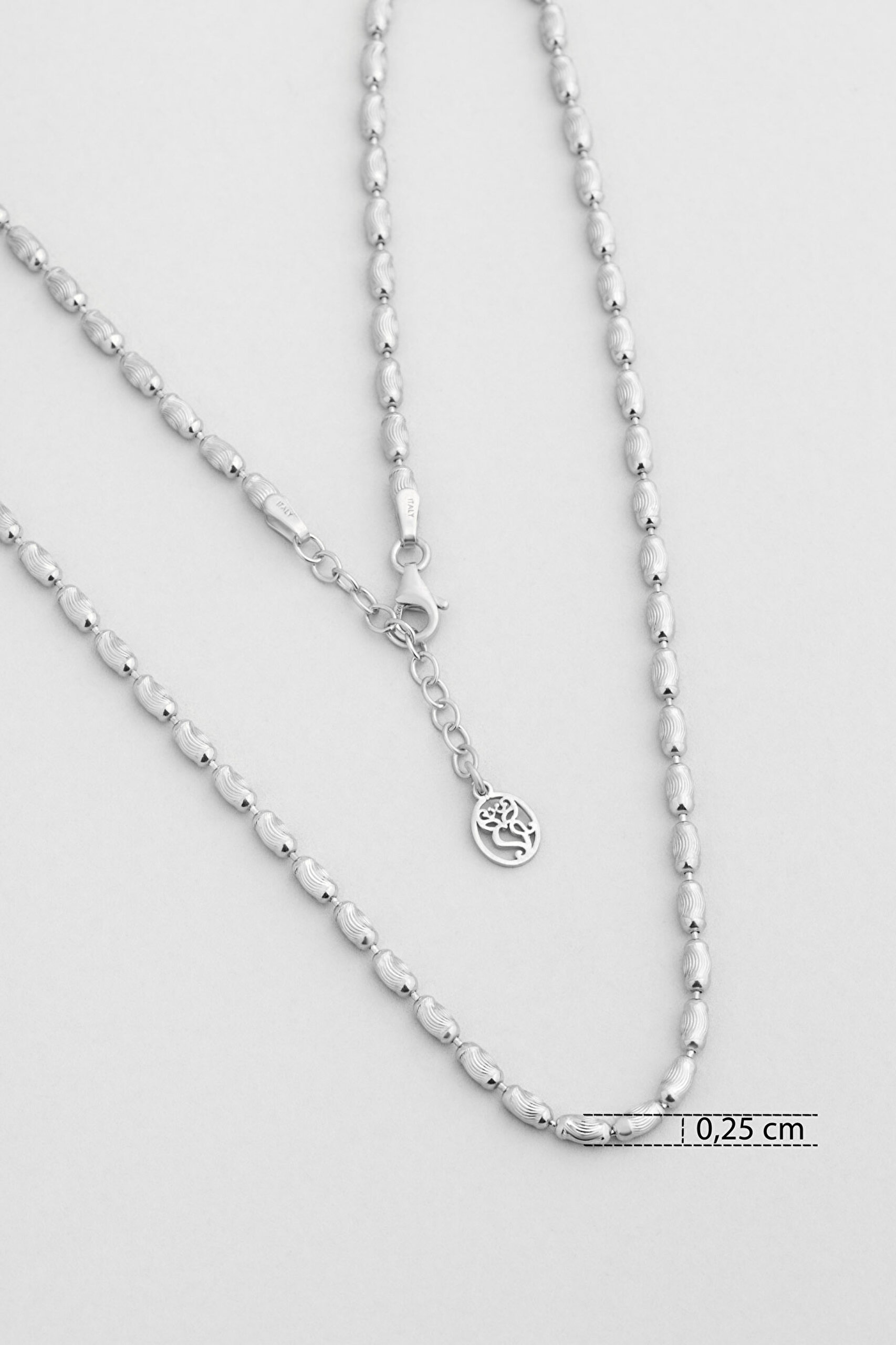 ⁠ Minimal İtalyan 18 Ayar Beyaz Altın Kaplama 43 Cm Gümüş Kolye_2}