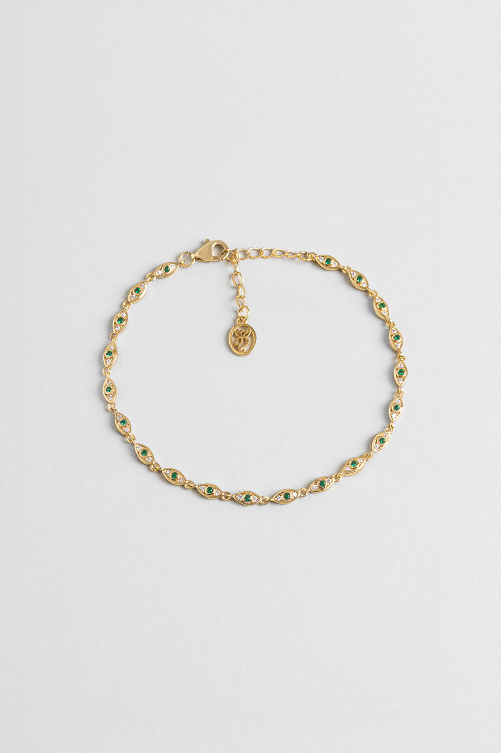 ⁠ Iris'in Gözü 18 Ayar Sarı Altın Kaplama 20 Cm Gümüş Bileklik_0}