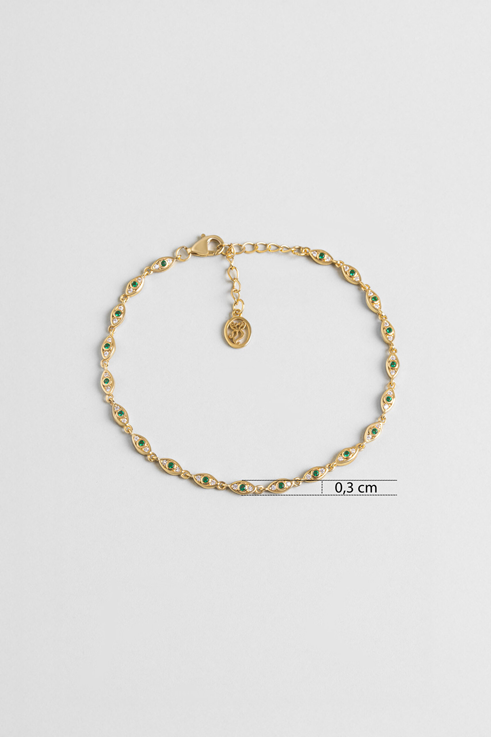 ⁠ Iris'in Gözü 18 Ayar Sarı Altın Kaplama 20 Cm Gümüş Bileklik_2}