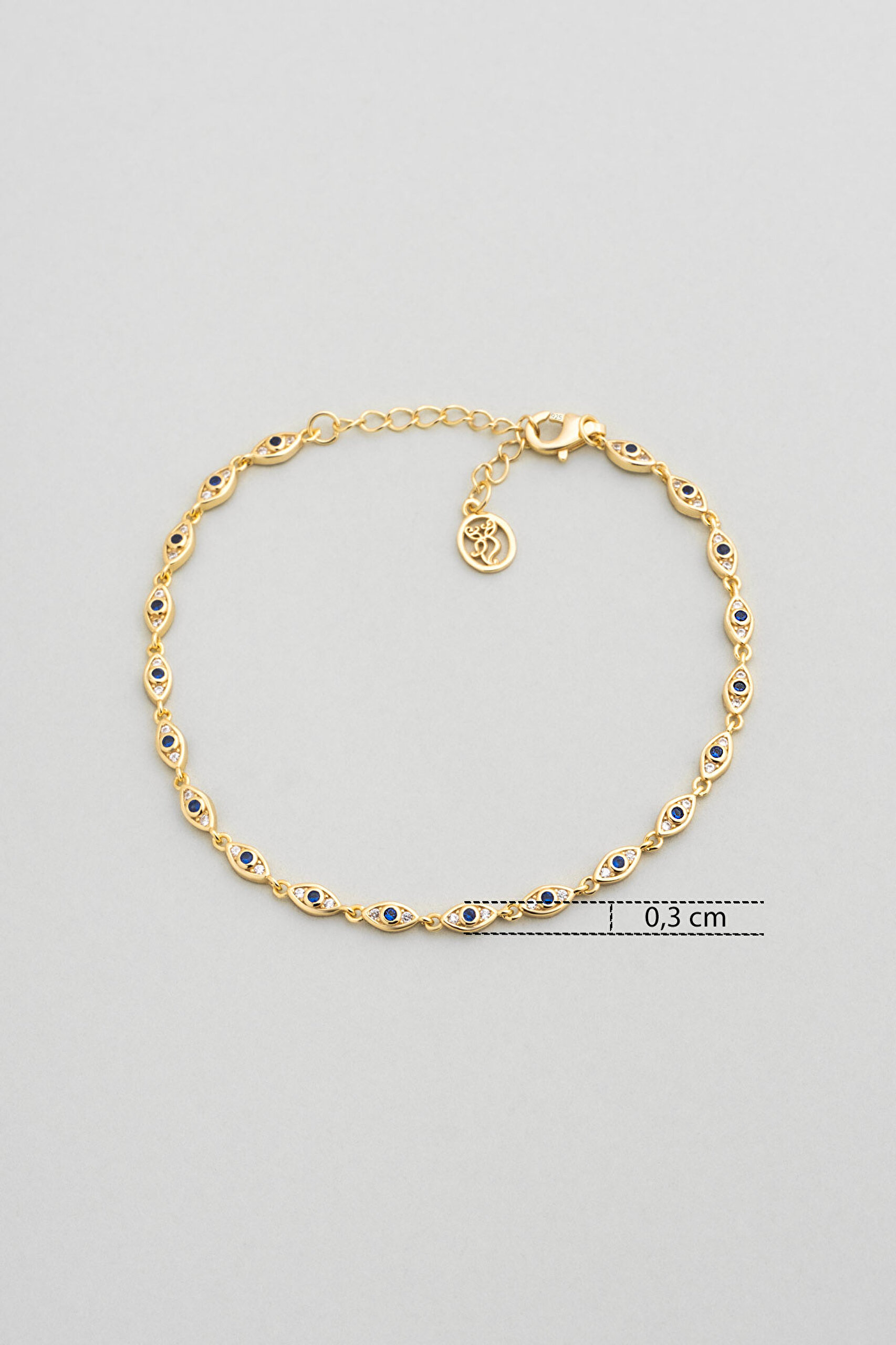 ⁠ Iris'in Gözü 18 Ayar Sarı Altın Kaplama 20 Cm Gümüş Bileklik_2}