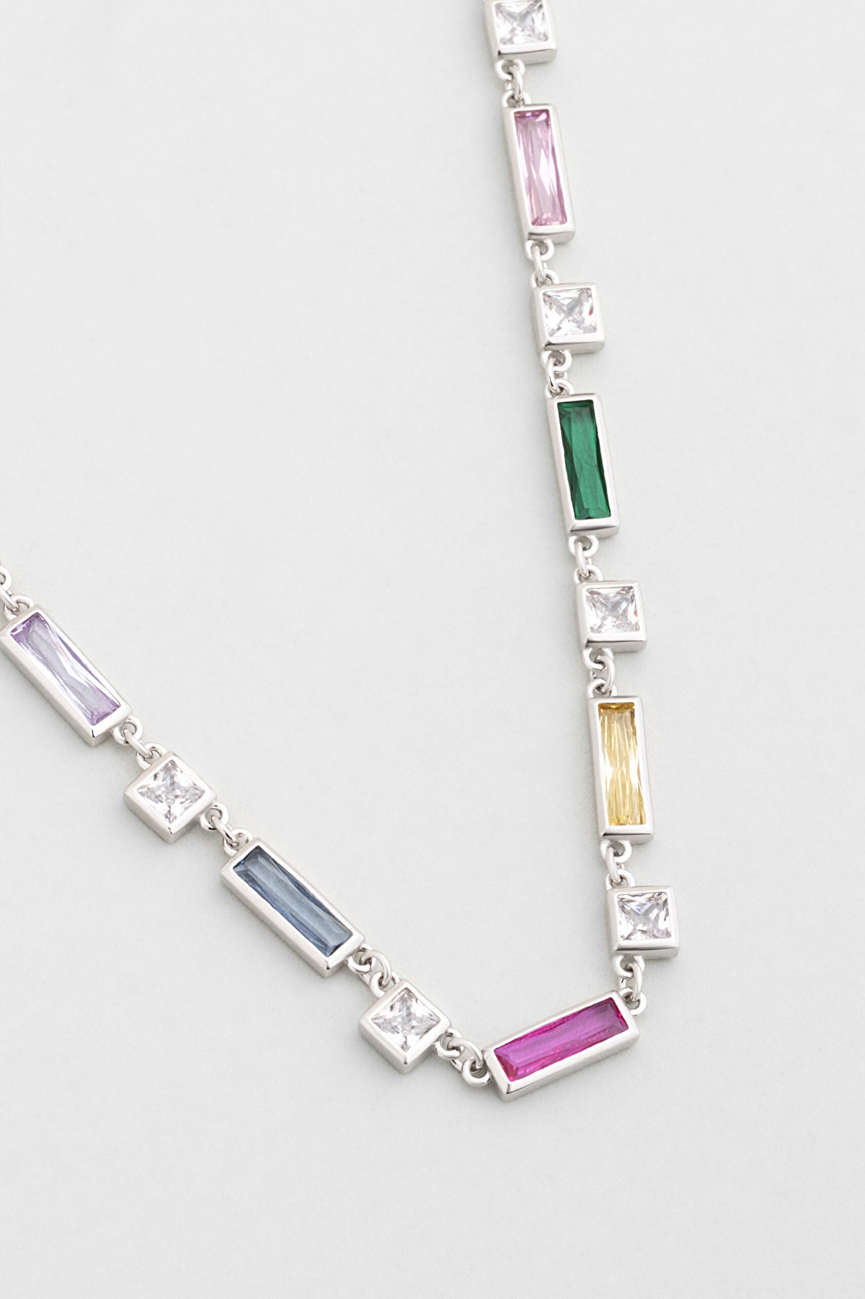 ⁠ Renkli Yolculuk 18 Ayar Beyaz Altın Kaplama 63 Cm Gümüş Uzun Kolye_4}