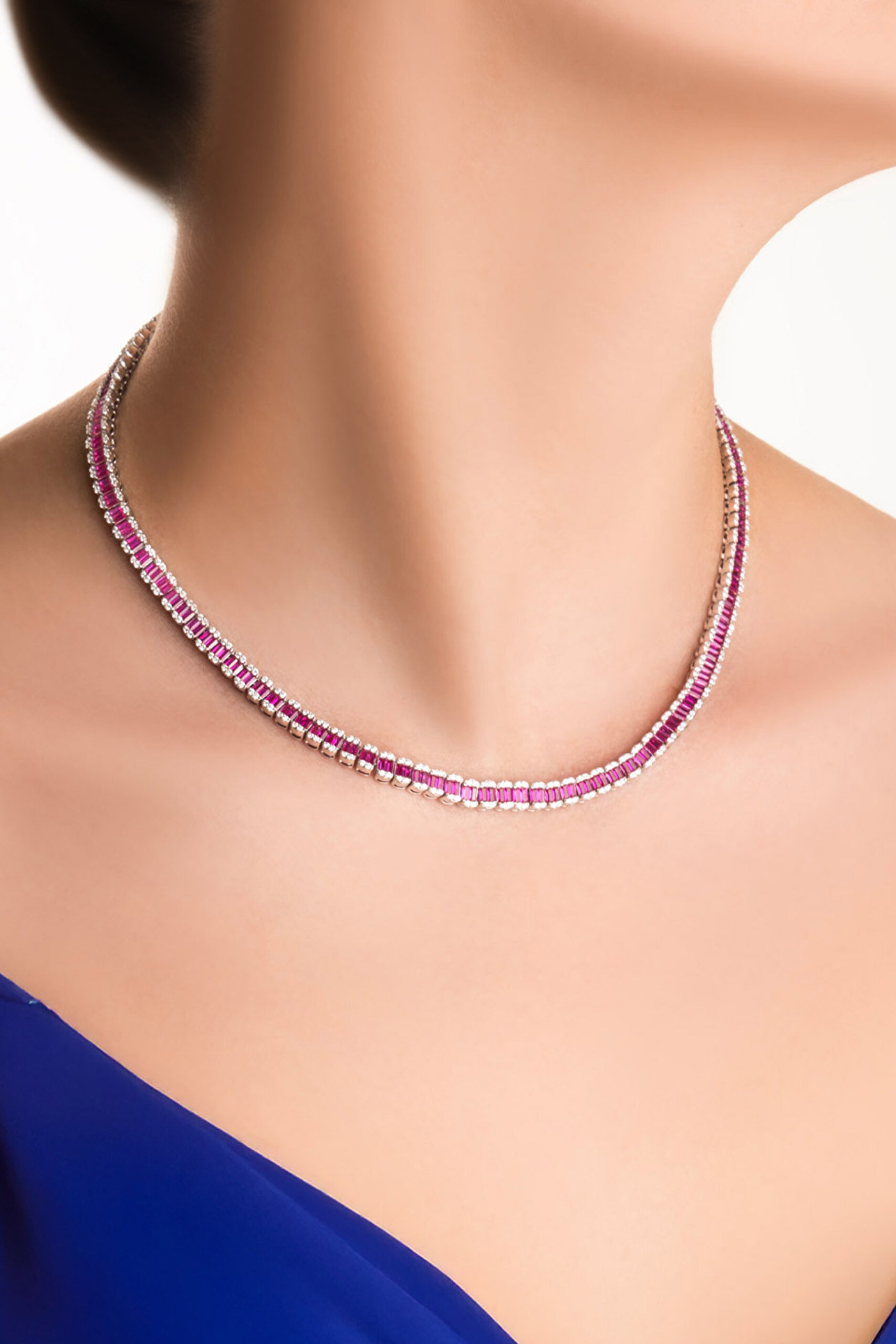 ⁠ Yakut Yolu 18 Ayar Beyaz Altın Kaplama Gümüş Gerdanlık_2}