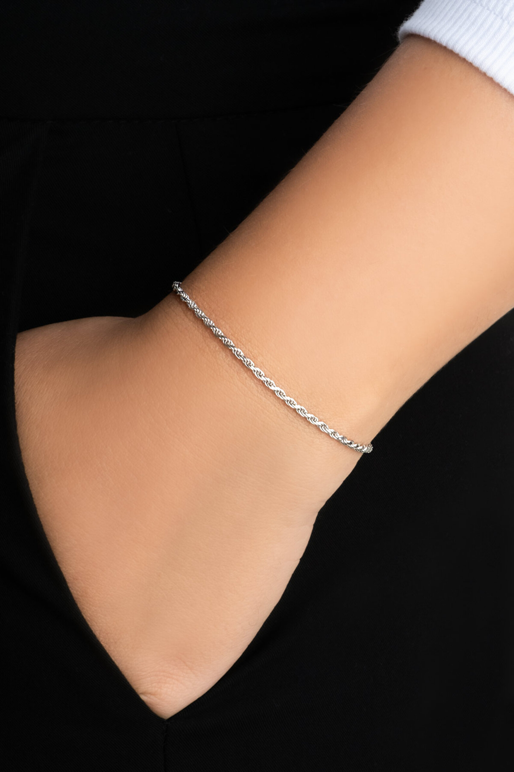 ⁠ Milano 18 Ayar Beyaz Altın Kaplama 19 Cm Gümüş İtalyan Bileklik_1}