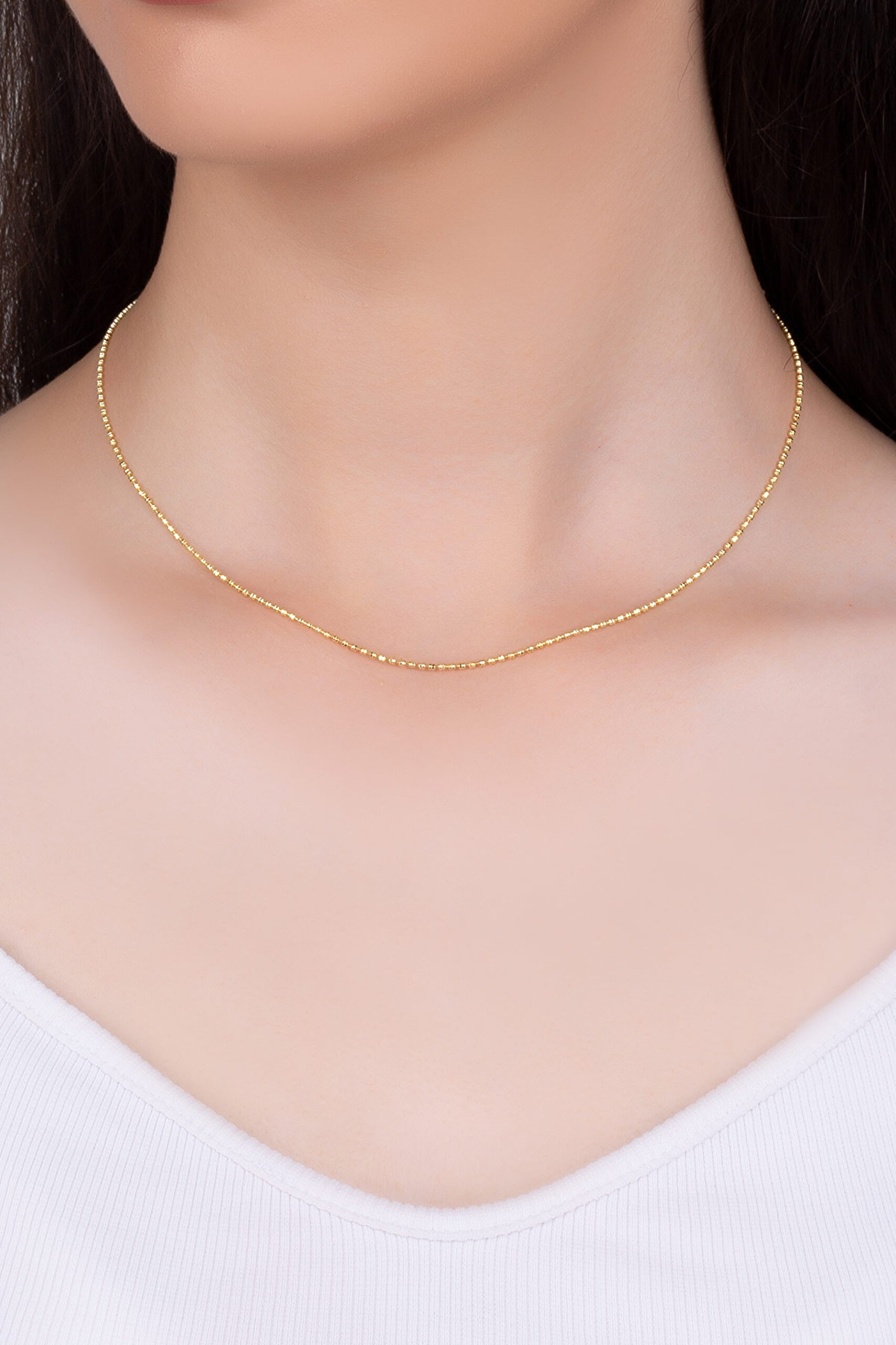 ⁠ İtalyan Aria 18 Ayar Sarı  Altın Kaplama 43 Cm Gümüş Zincir Kolye_1}