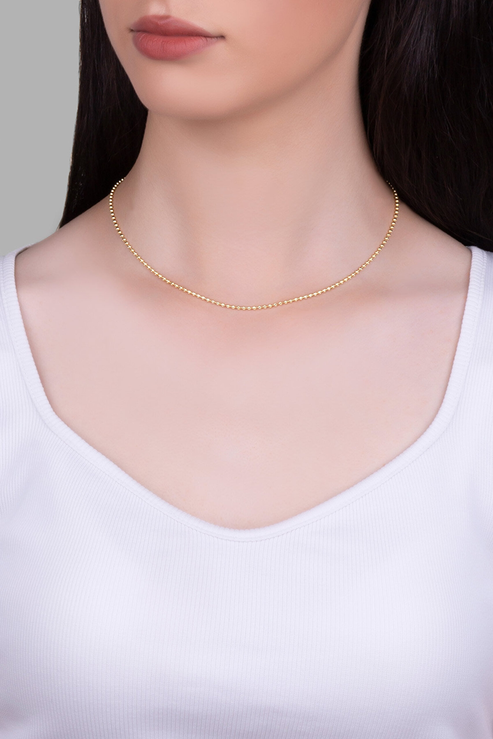 İtalyan Lucia 18 Ayar Sarı Altın Kaplama 43 Cm Gümüş Zincir Kolye - 3