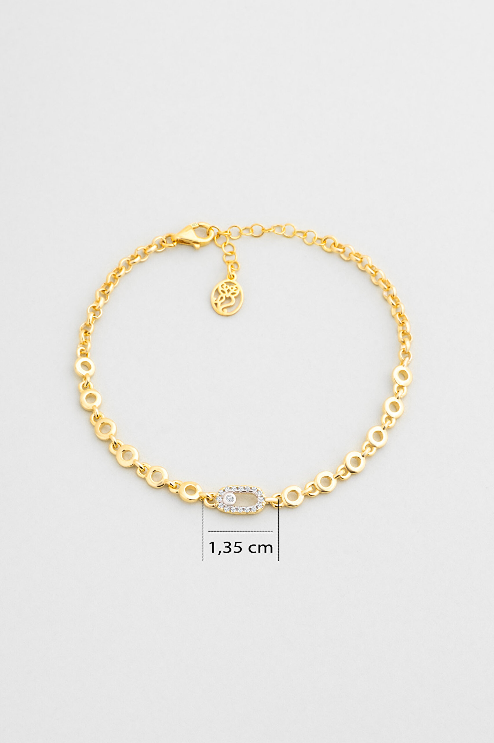 ⁠ Ay Işığı 18 Ayar Sarı Altın Kaplama 19 Cm Gümüş Minimal Bileklik_2}