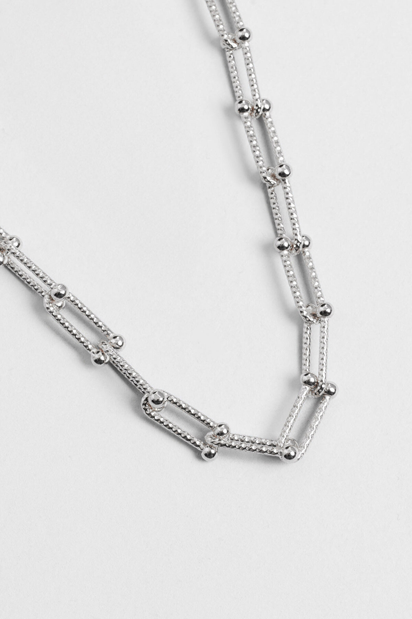 Zamansız İtalyan 18 Ayar Beyaz Altın Kaplama 45 Cm Gümüş Ataş Zincir Kolye - 4