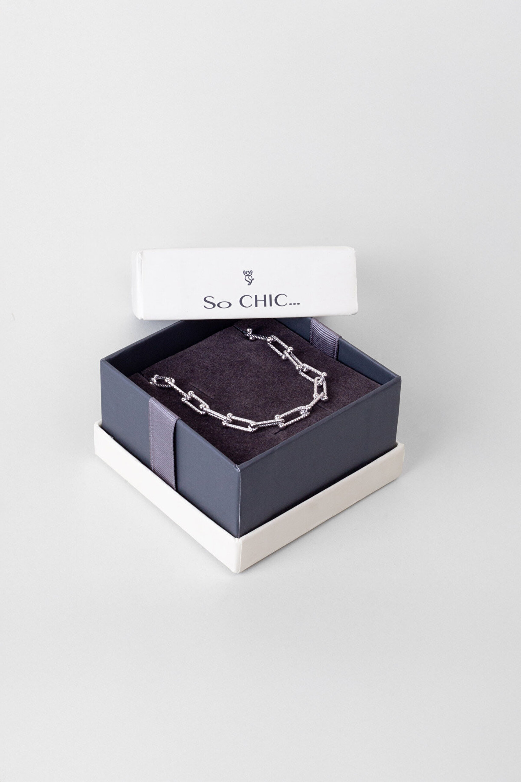 Zamansız İtalyan 18 Ayar Beyaz Altın Kaplama 45 Cm Gümüş Ataş Zincir Kolye - 5