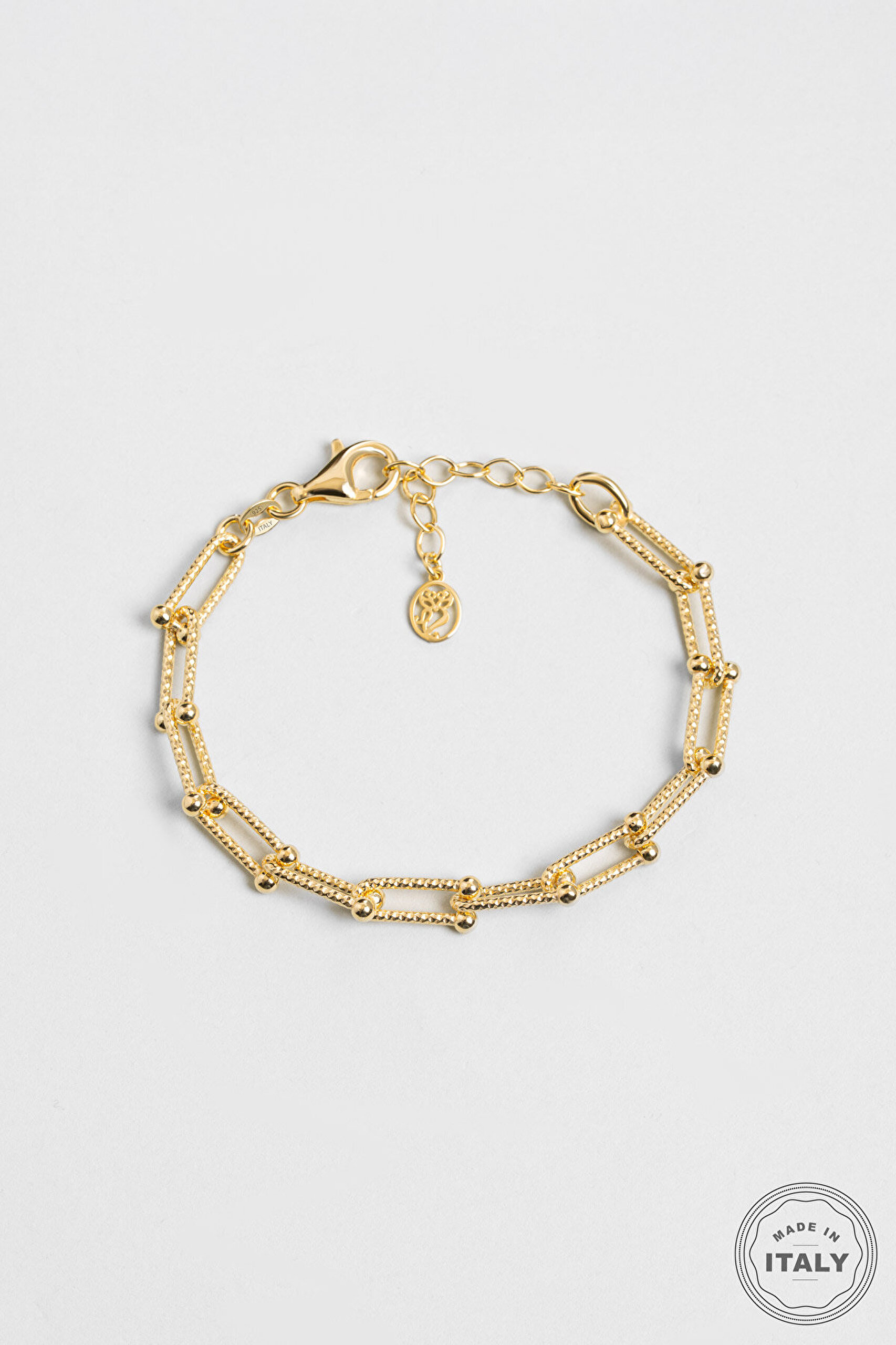 Zamansız İtalyan 18 Ayar Sarı Altın Kaplama 19 Cm Gümüş Ataş Zincir Bileklik - 0