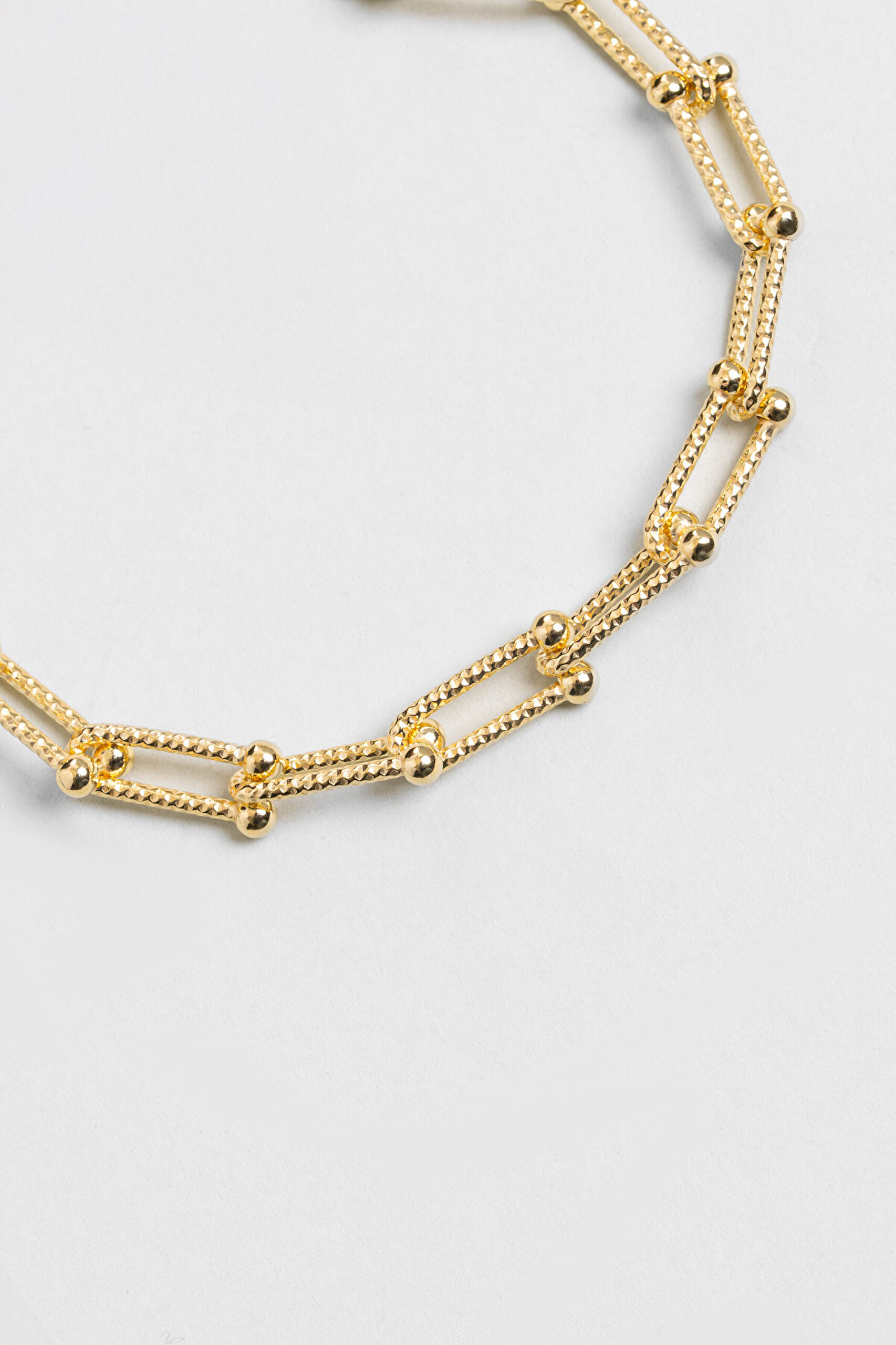 Zamansız İtalyan 18 Ayar Sarı Altın Kaplama 19 Cm Gümüş Ataş Zincir Bileklik - 4