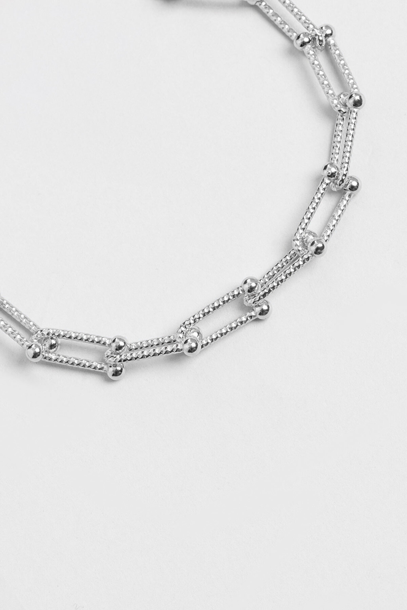 Zamansız İtalyan 18 Ayar Beyaz Altın Kaplama 19 Cm Gümüş Ataş Zincir Bileklik - 4