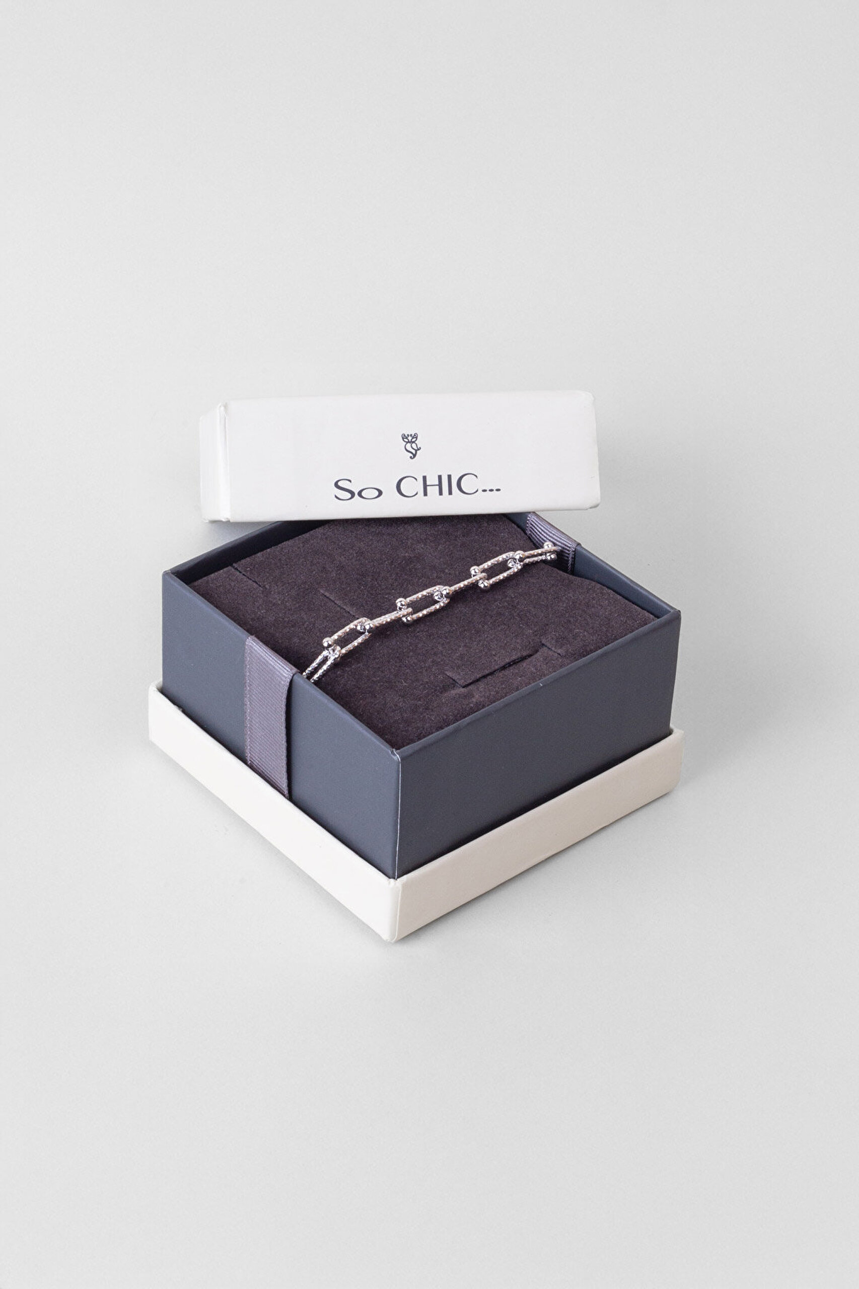 Zamansız İtalyan 18 Ayar Beyaz Altın Kaplama 19 Cm Gümüş Ataş Zincir Bileklik - 5