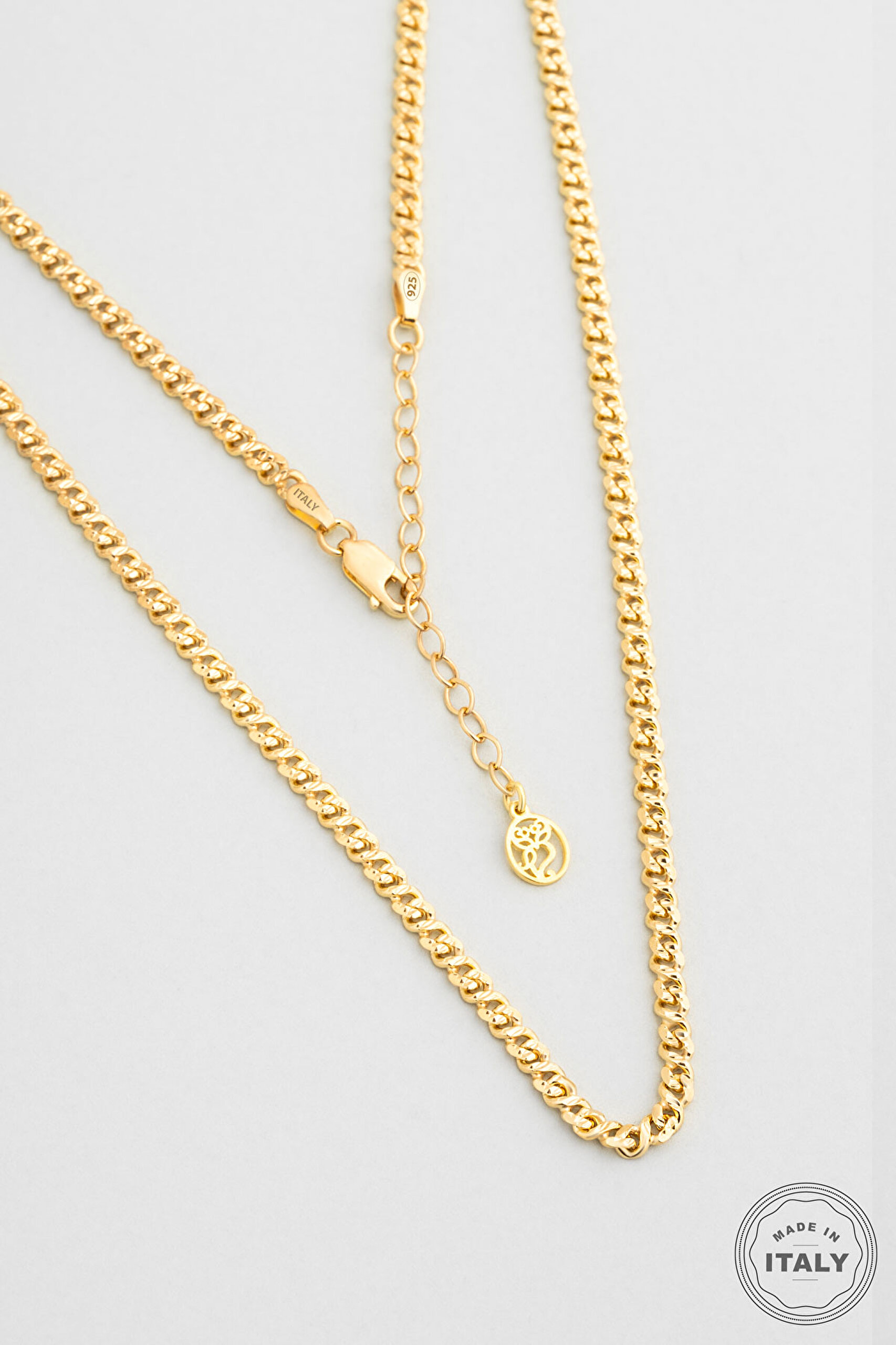 ⁠ Helena İtalyan 18 Ayar Sarı Altın Kaplama 45 Cm Gümüş Kolye_0}