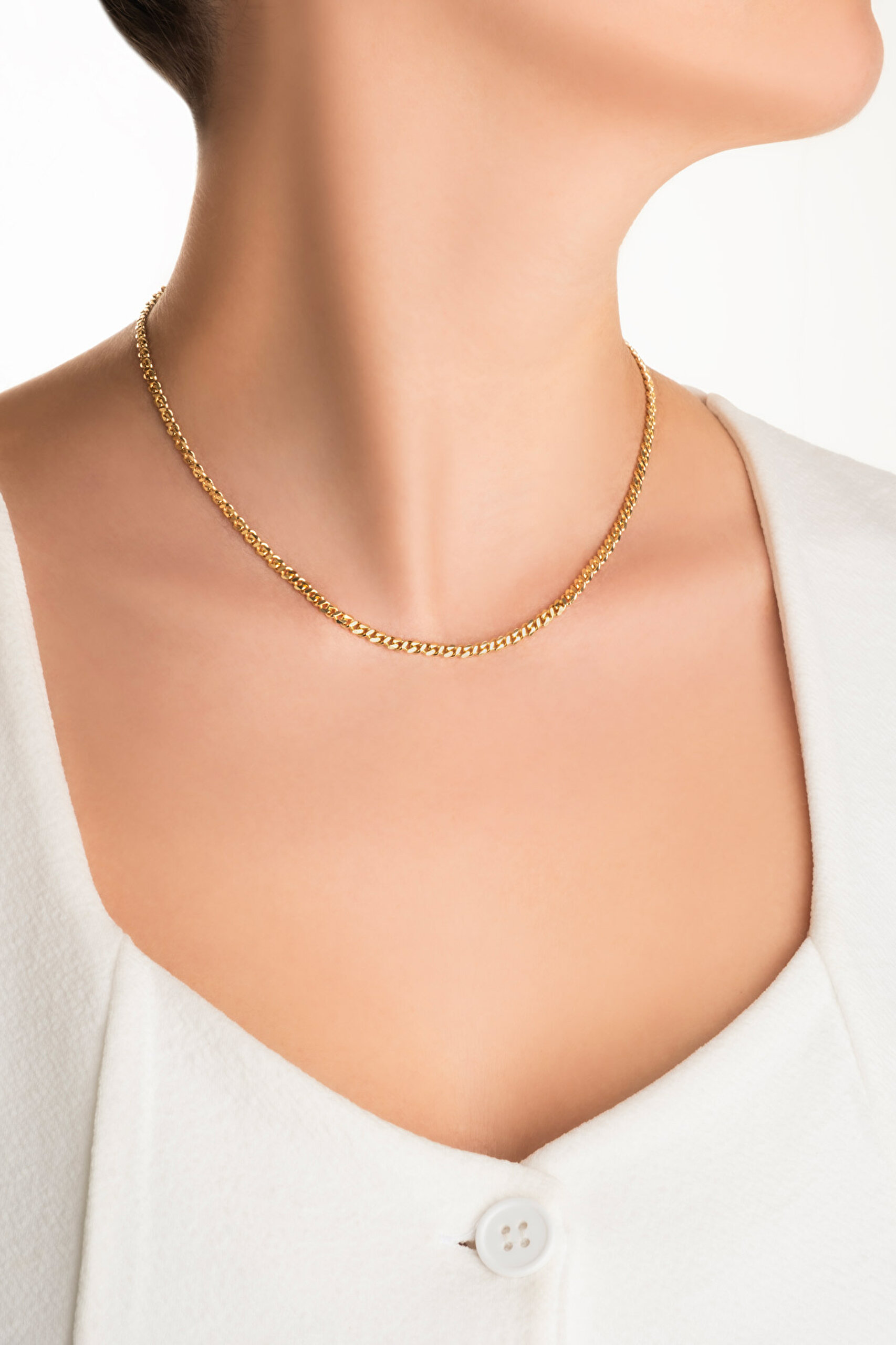 ⁠ Helena İtalyan 18 Ayar Sarı Altın Kaplama 45 Cm Gümüş Kolye_3}