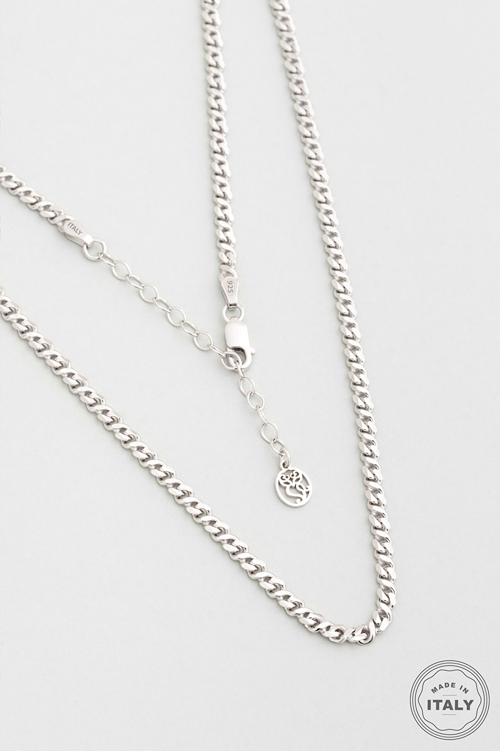 ⁠ Helena İtalyan 18 Ayar Beyaz Altın Kaplama 45 Cm Gümüş Kolye_0}