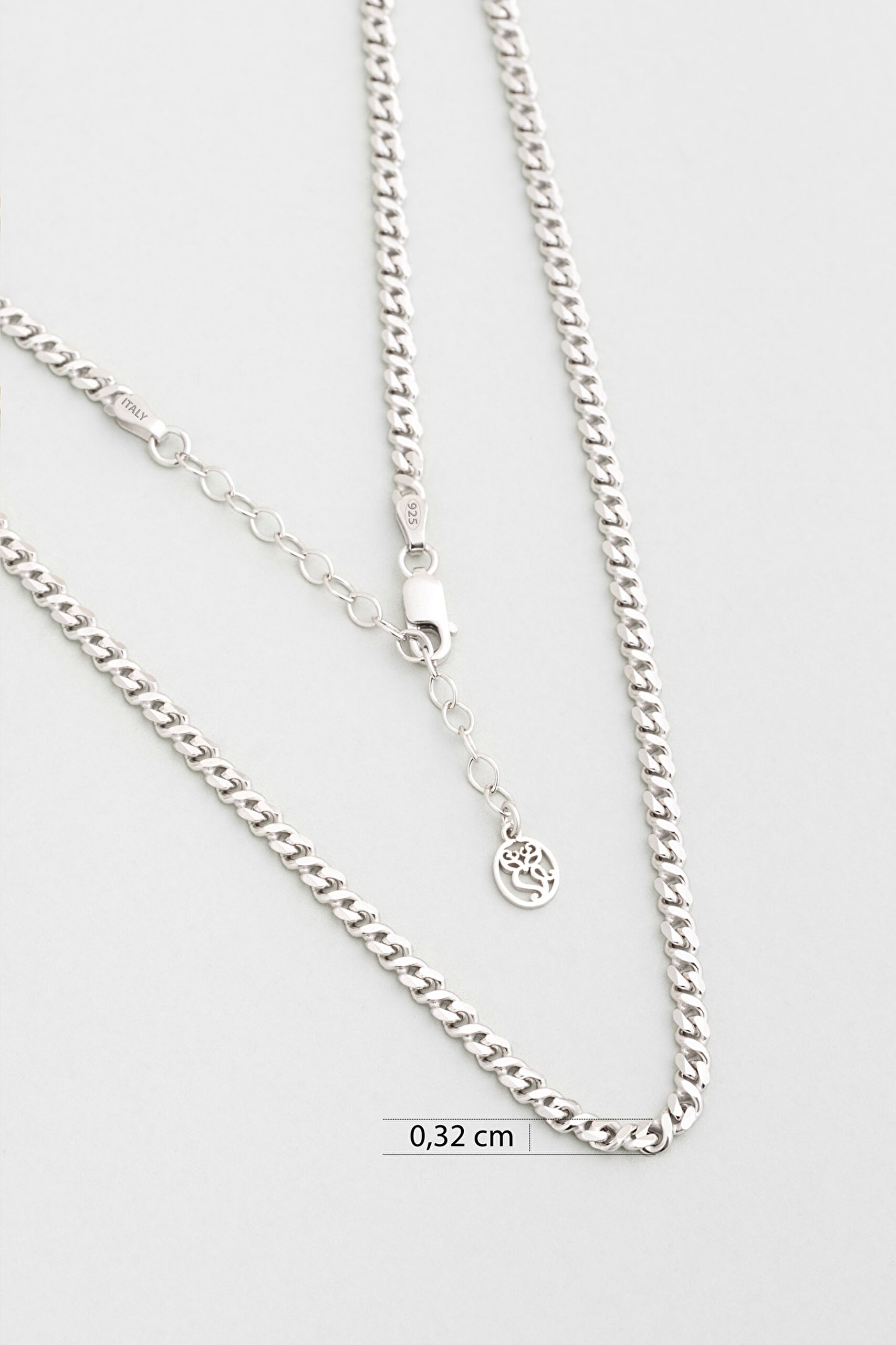 ⁠ Helena İtalyan 18 Ayar Beyaz Altın Kaplama 45 Cm Gümüş Kolye_2}