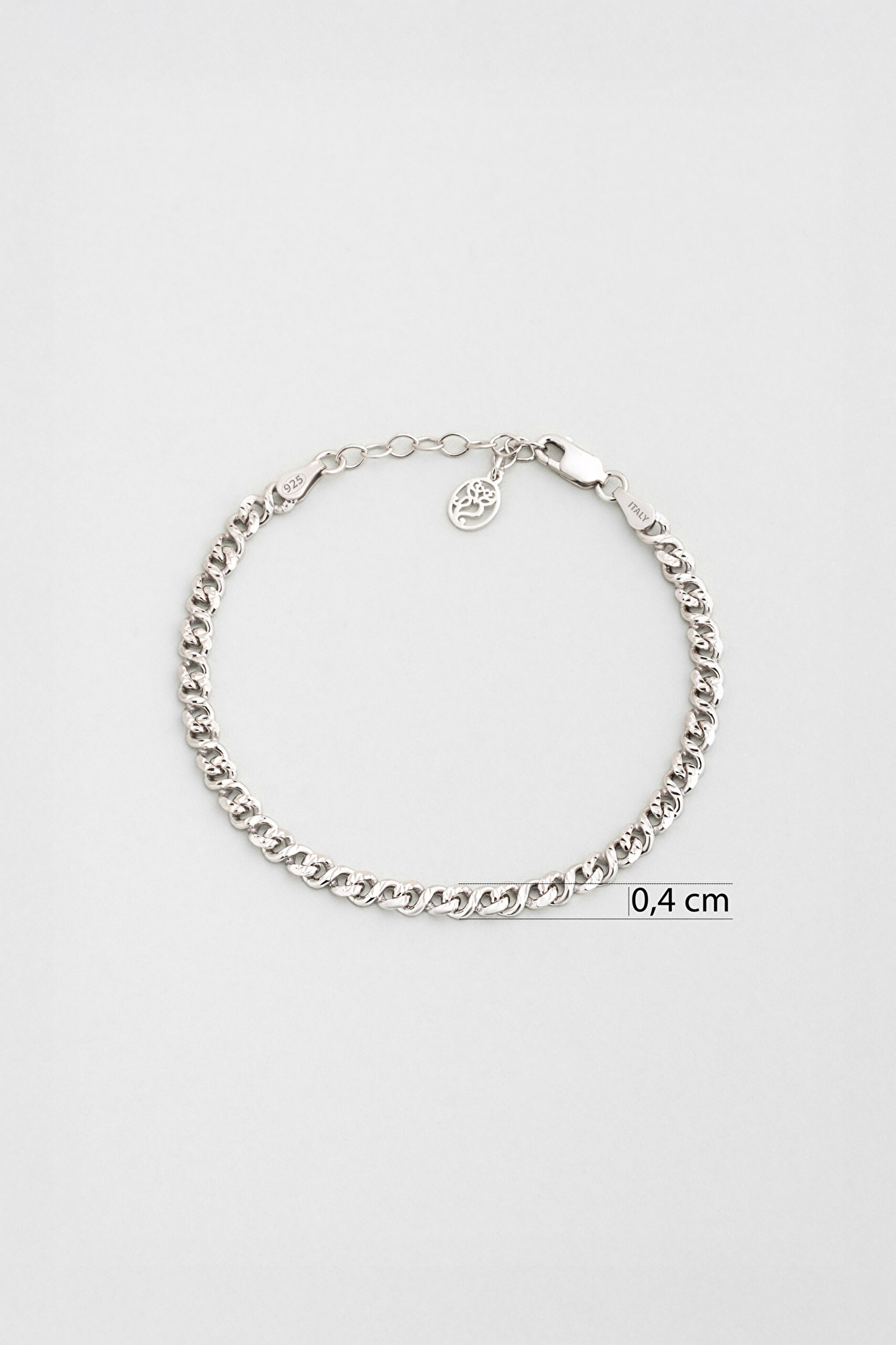 Helena İtalyan 18 Ayar Beyaz Altın Kaplama 19 Cm Gümüş Bileklik - 2