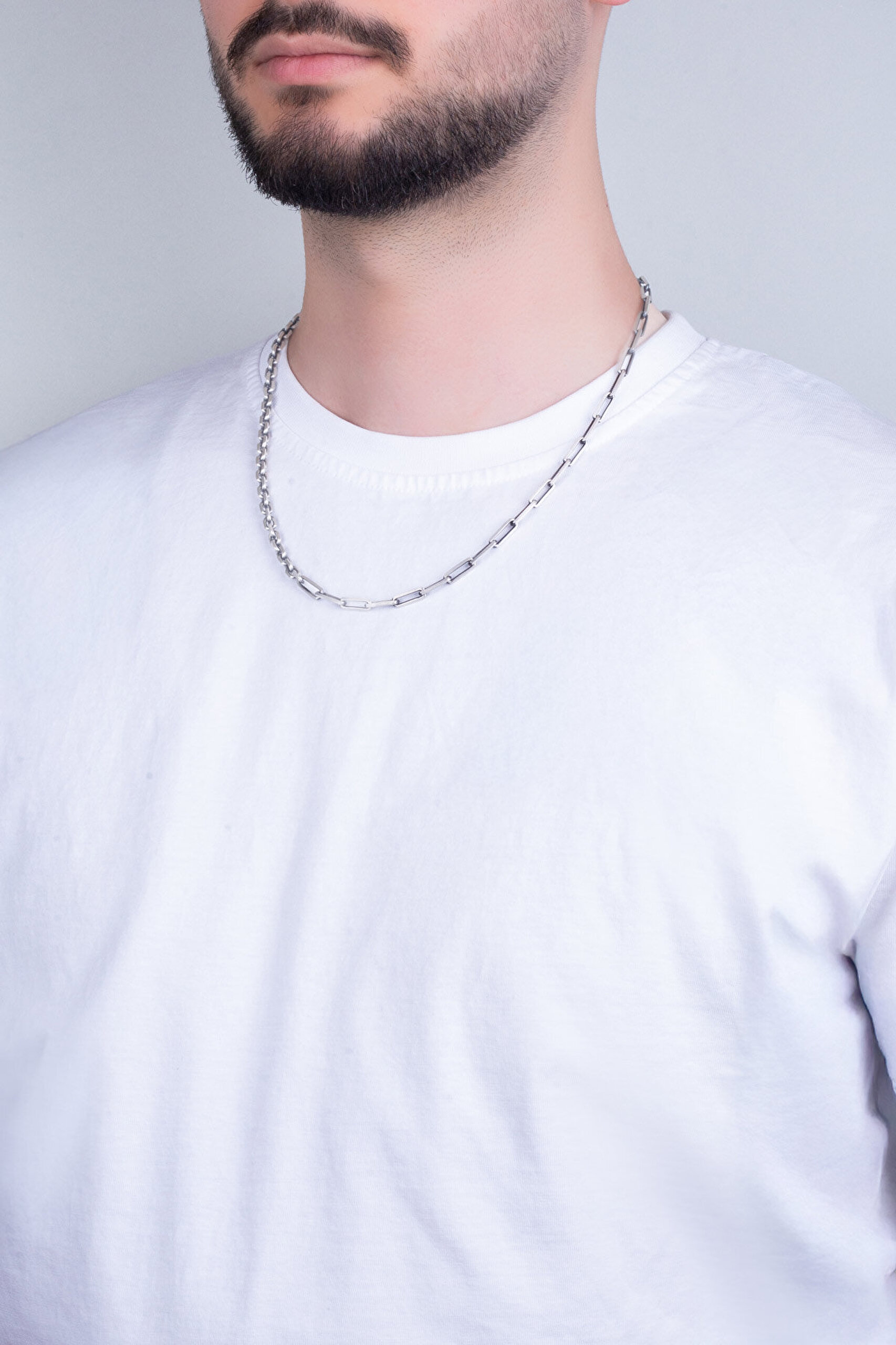 Kratos İtalyan 55 Cm Gun Metal Kaplama Gümüş Erkek Kolye - 3