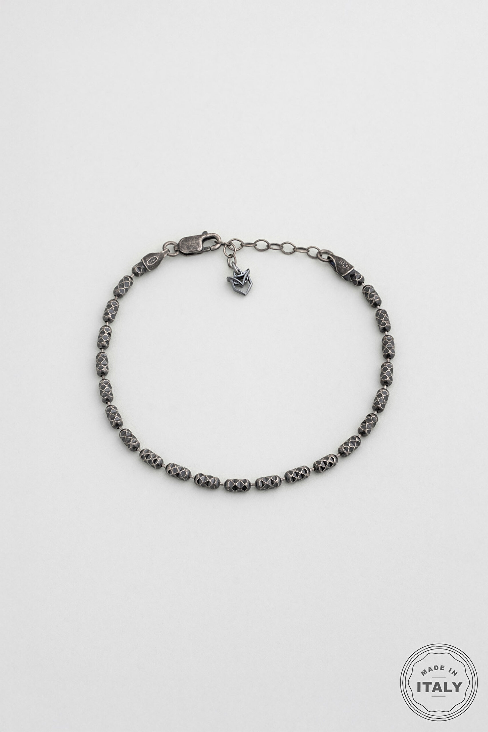 ⁠ Athena İtalyan 21 Cm Eskitme Gümüş Kaplama Erkek Bileklik_0}