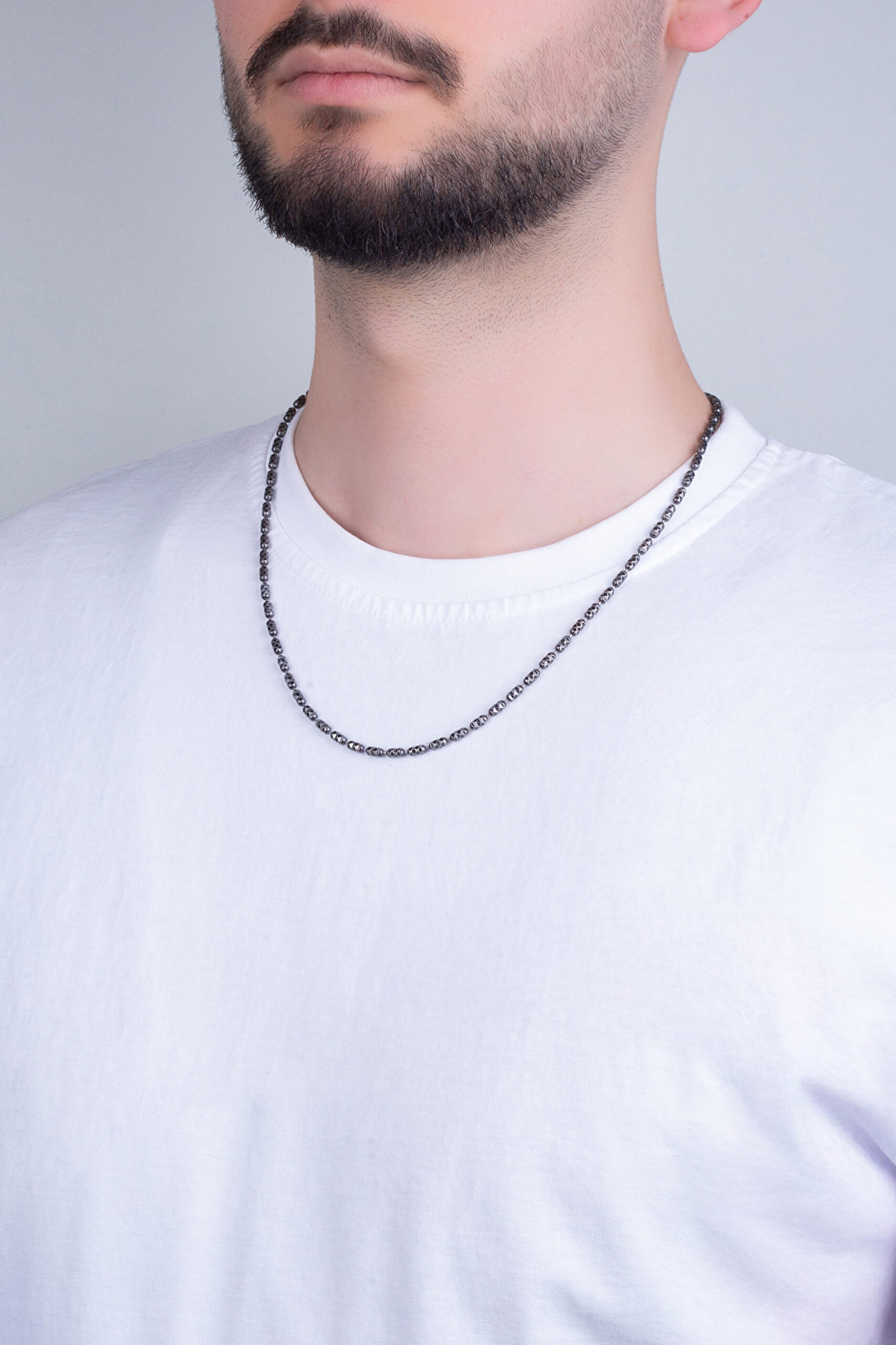 Athena İtalyan 55 Cm Eskitme Gümüş Kaplama Erkek Kolye - 3