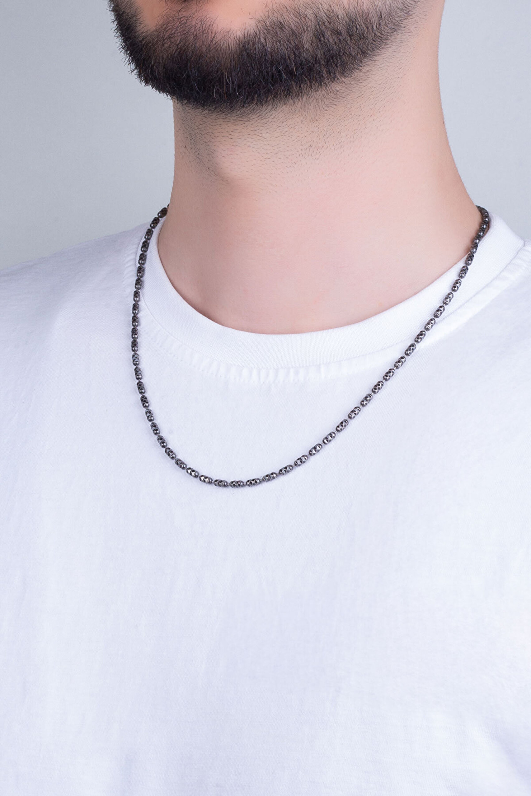 Athena İtalyan 55 Cm Eskitme Gümüş Kaplama Erkek Kolye - 1