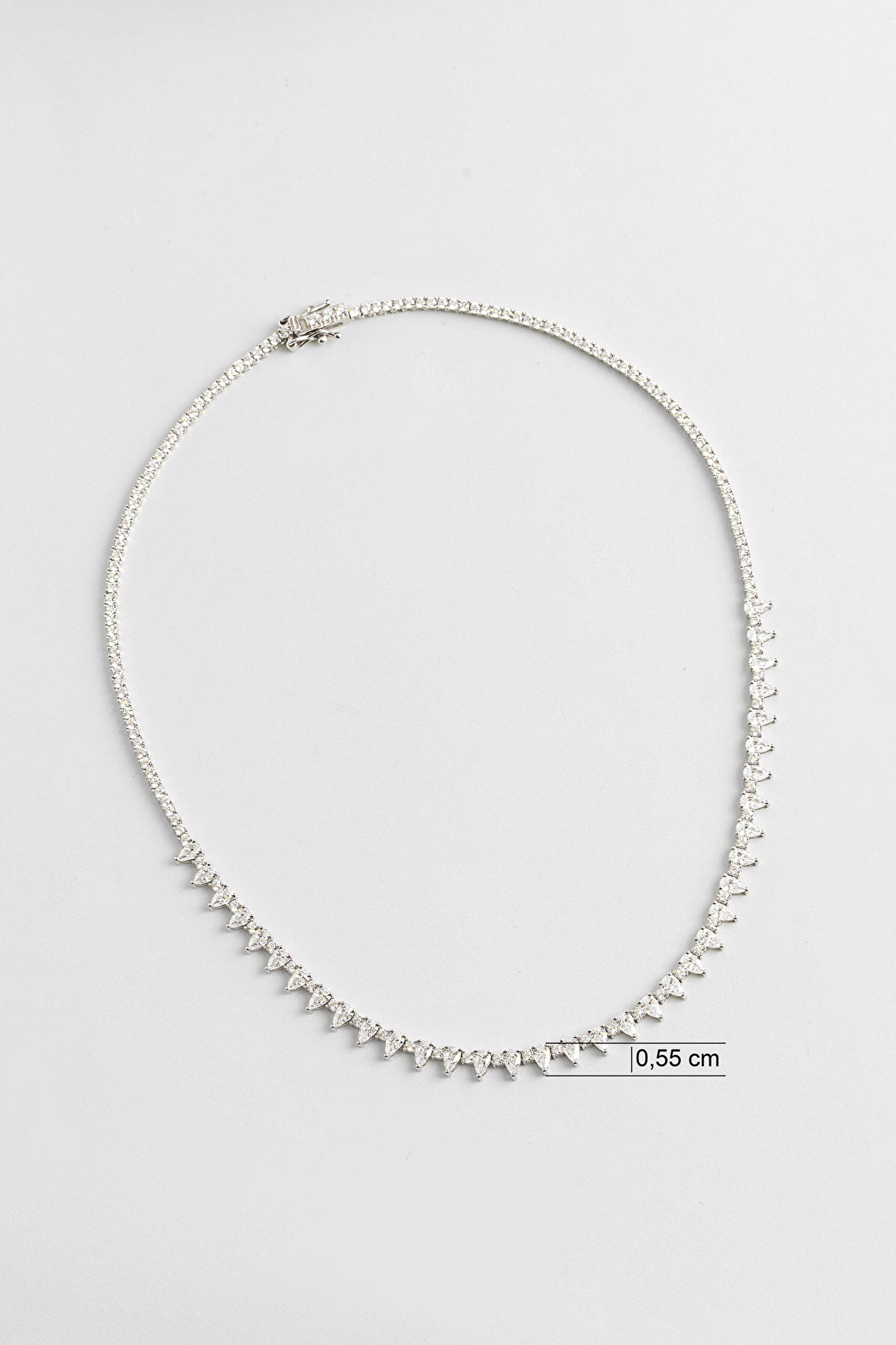 Victoria 18 Ayar Beyaz Altın Kaplama 42 Cm Gümüş Gerdanlık - 1