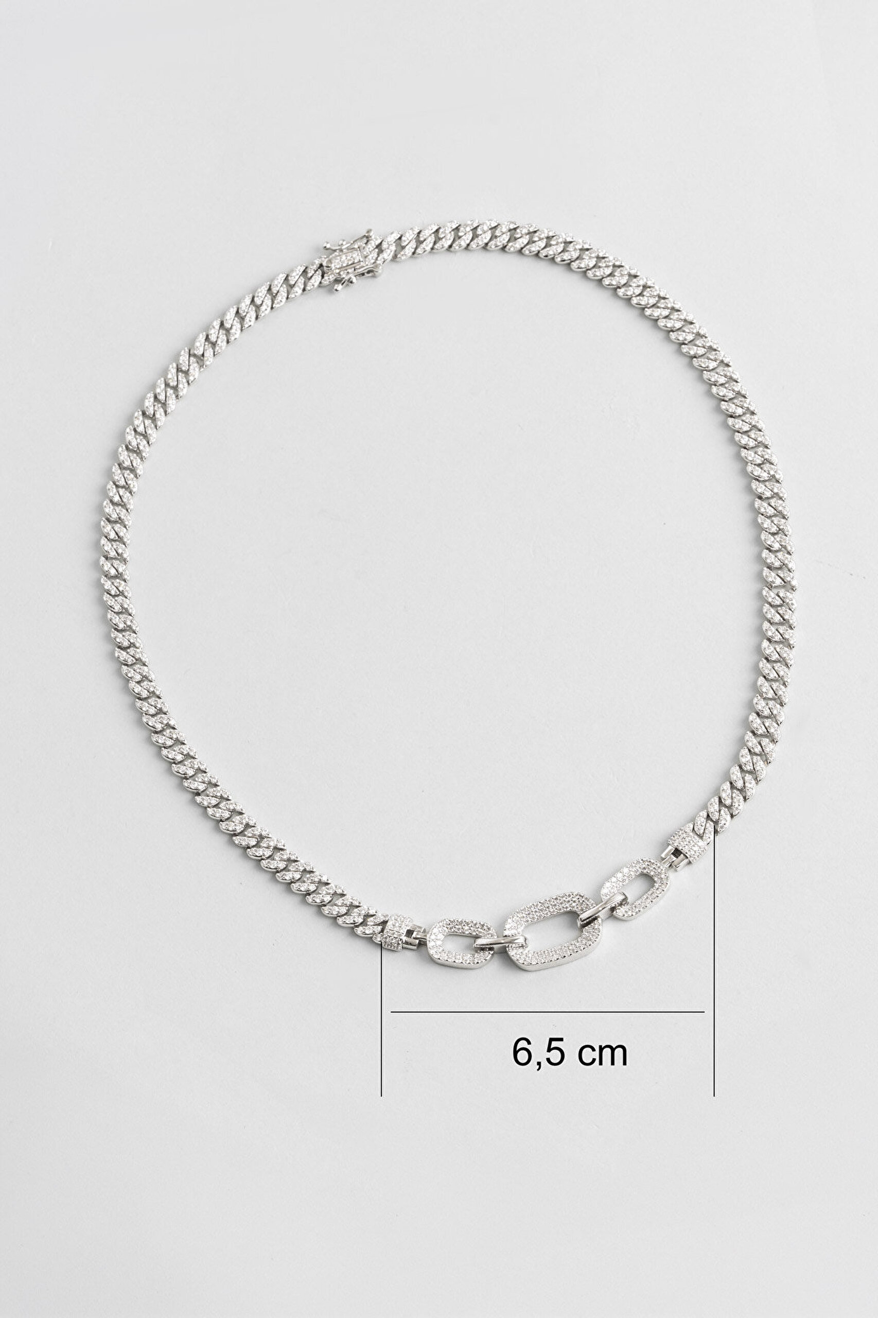Beatrice 18 Ayar Beyaz Altın Kaplama 42 Cm Gümüş Zincir Kolye - 1