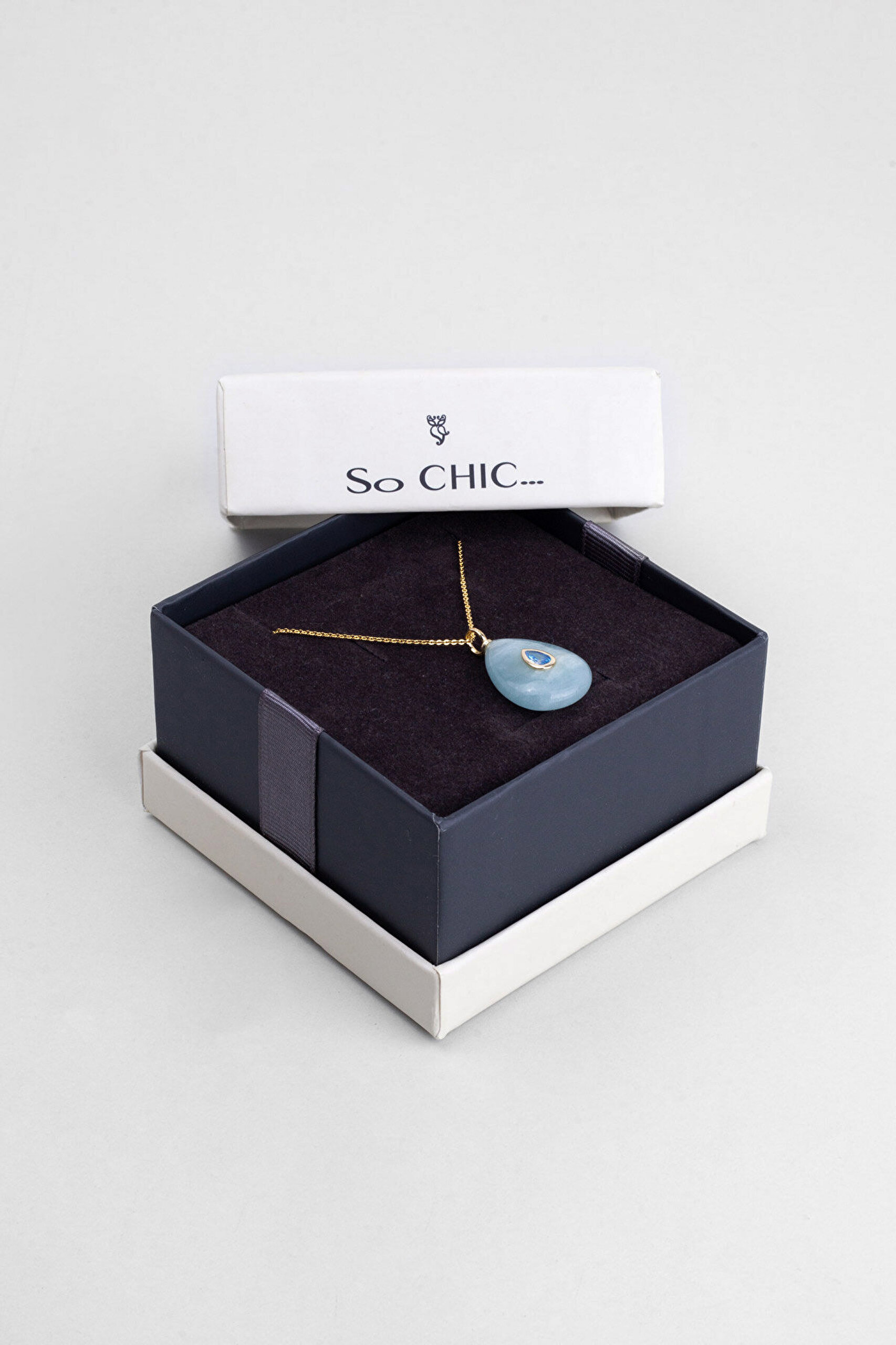 Doğal Aquamarine Taşlı 18 Ayar Sarı Altın Kaplama 43 Cm Gümüş Kolye - 5