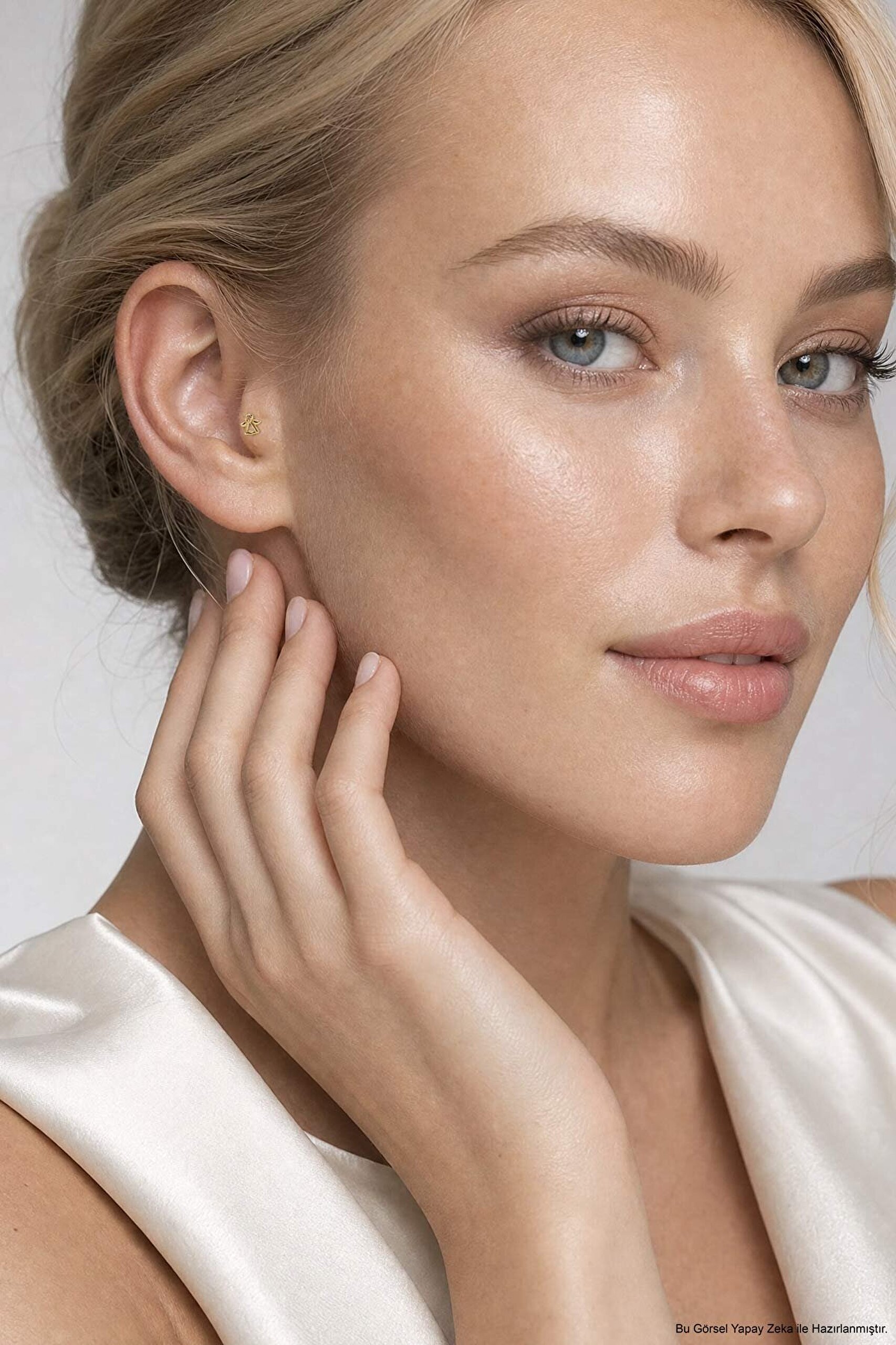 Şans Meleği 18 Ayar Sarı Altın Kaplama Gümüş Tragus-Helix Piercing - 3