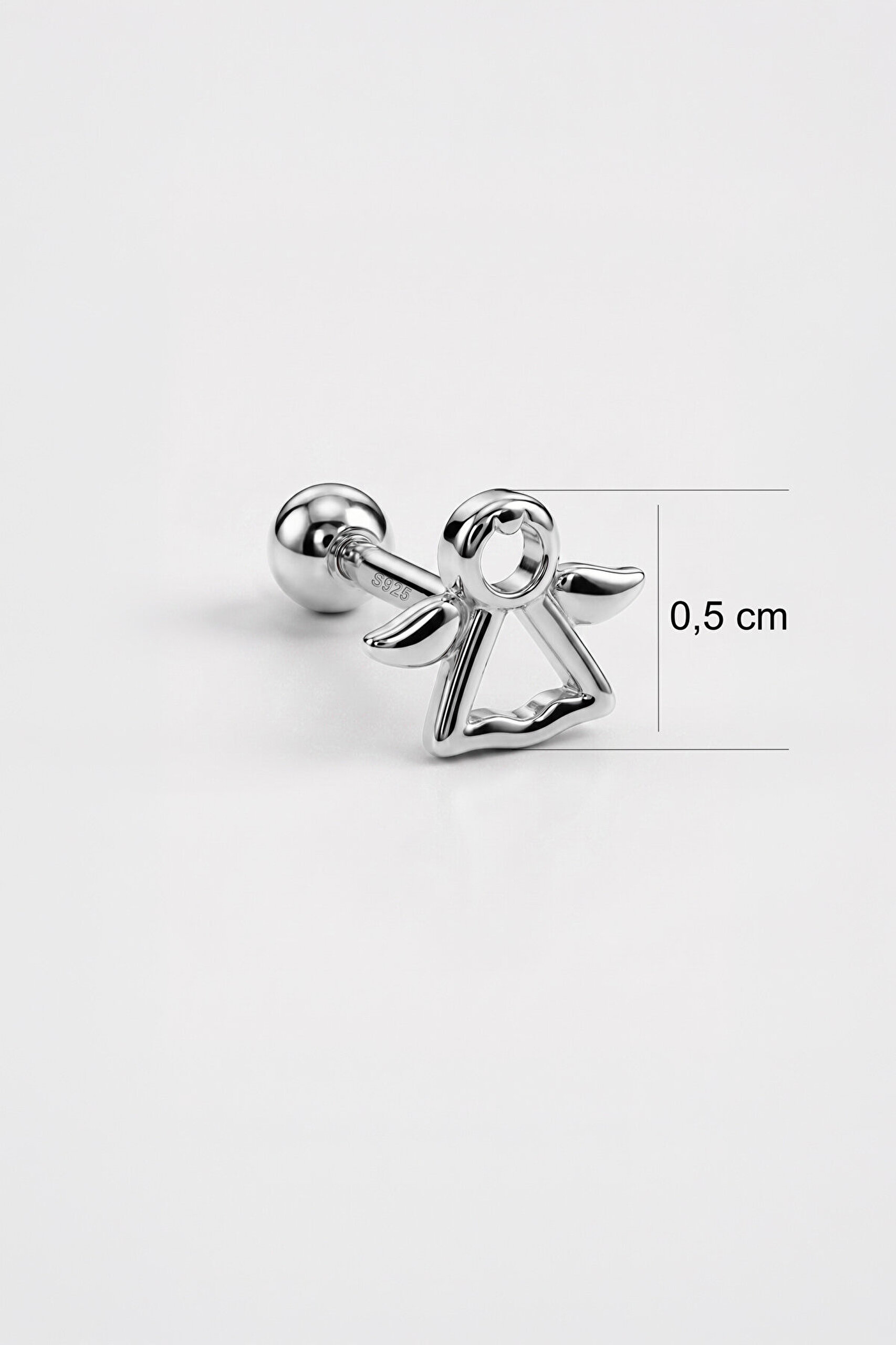 Şans Meleği 18 Ayar Beyaz Altın Kaplama Gümüş Tragus-Helix Piercing - 2