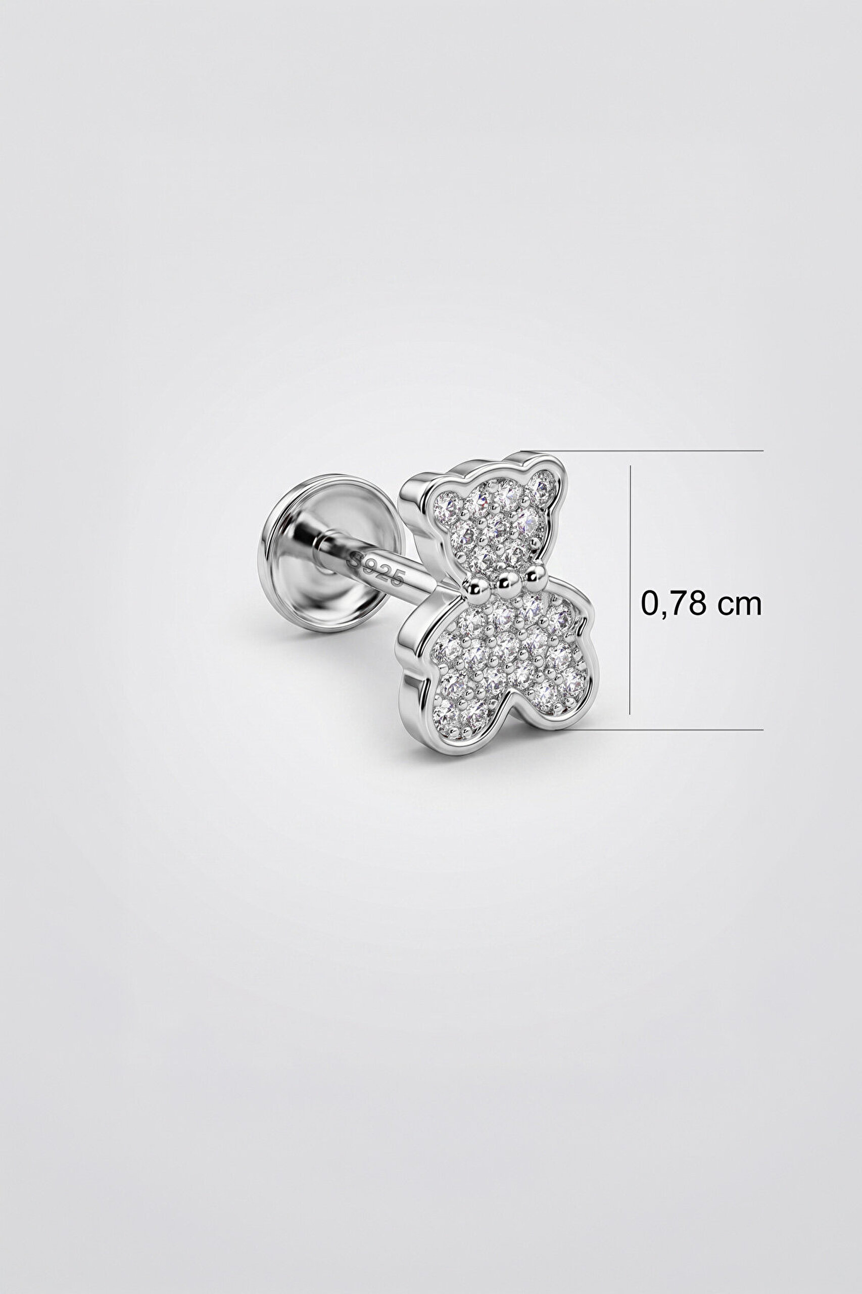 Honey Bear 18 Ayar Beyaz Altın Kaplama Gümüş Tragus-Flat Piercing - 2