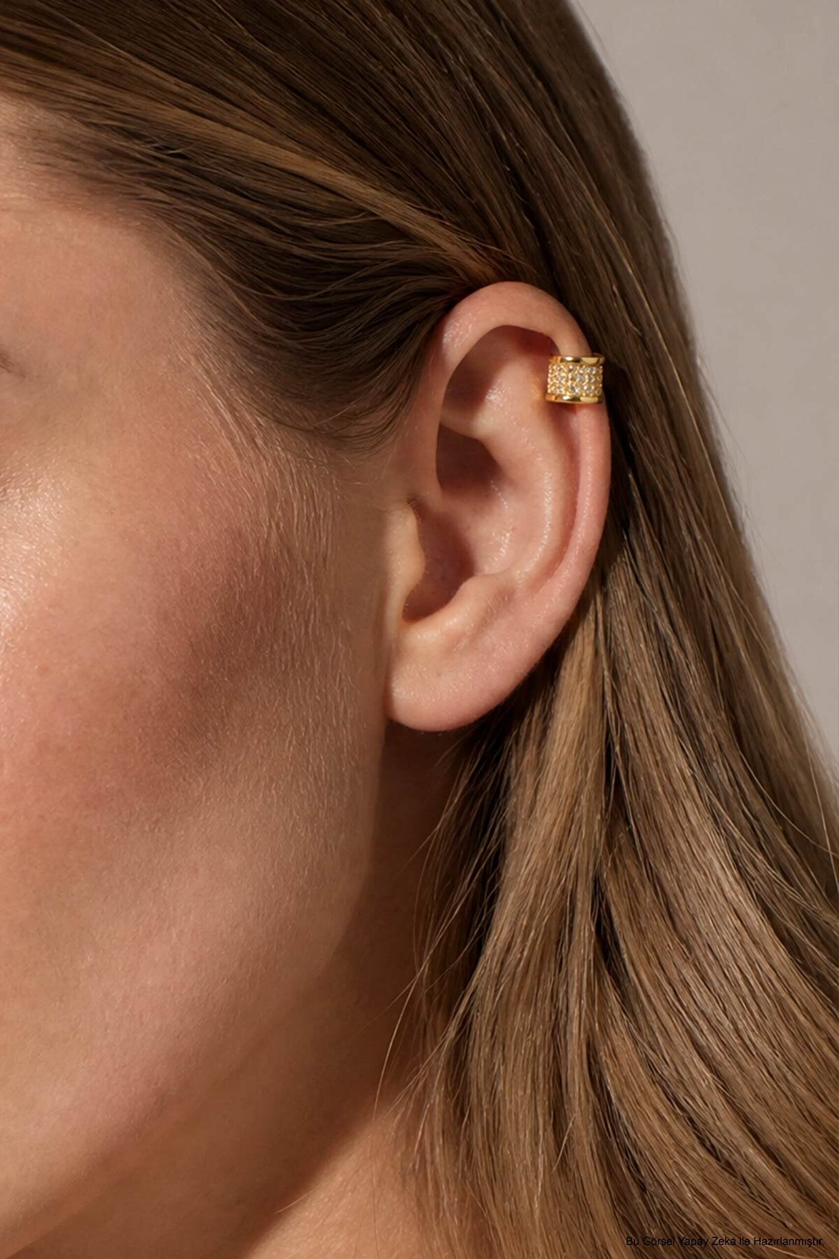 Stella 18 Ayar Sarı Altın Kaplama Gümüş Tragus-Helix Piercing - 1