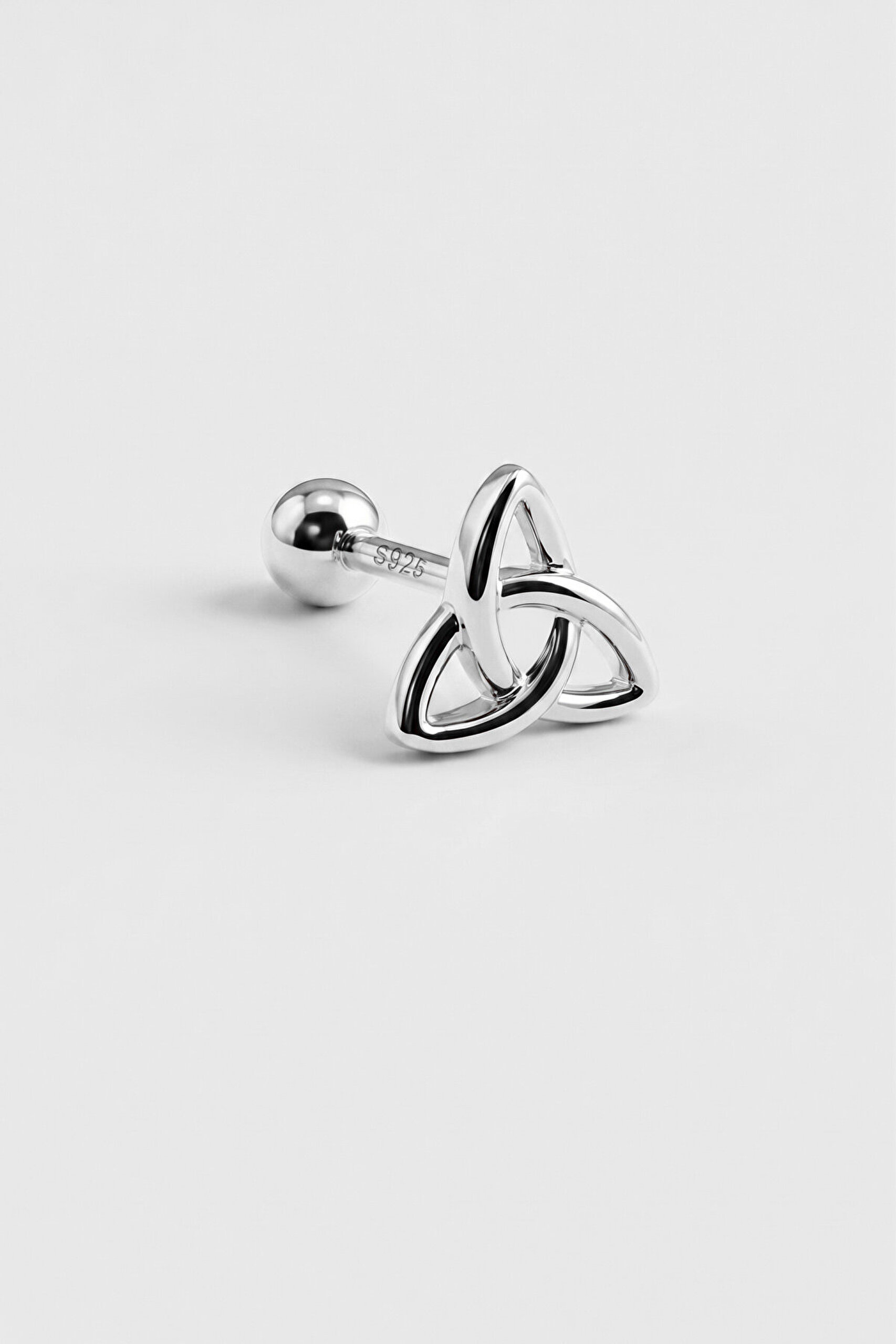 Sonsuz Düğüm 18 Ayar Beyaz Altın Kaplama Gümüş Tragus-Helix Piercing - 0