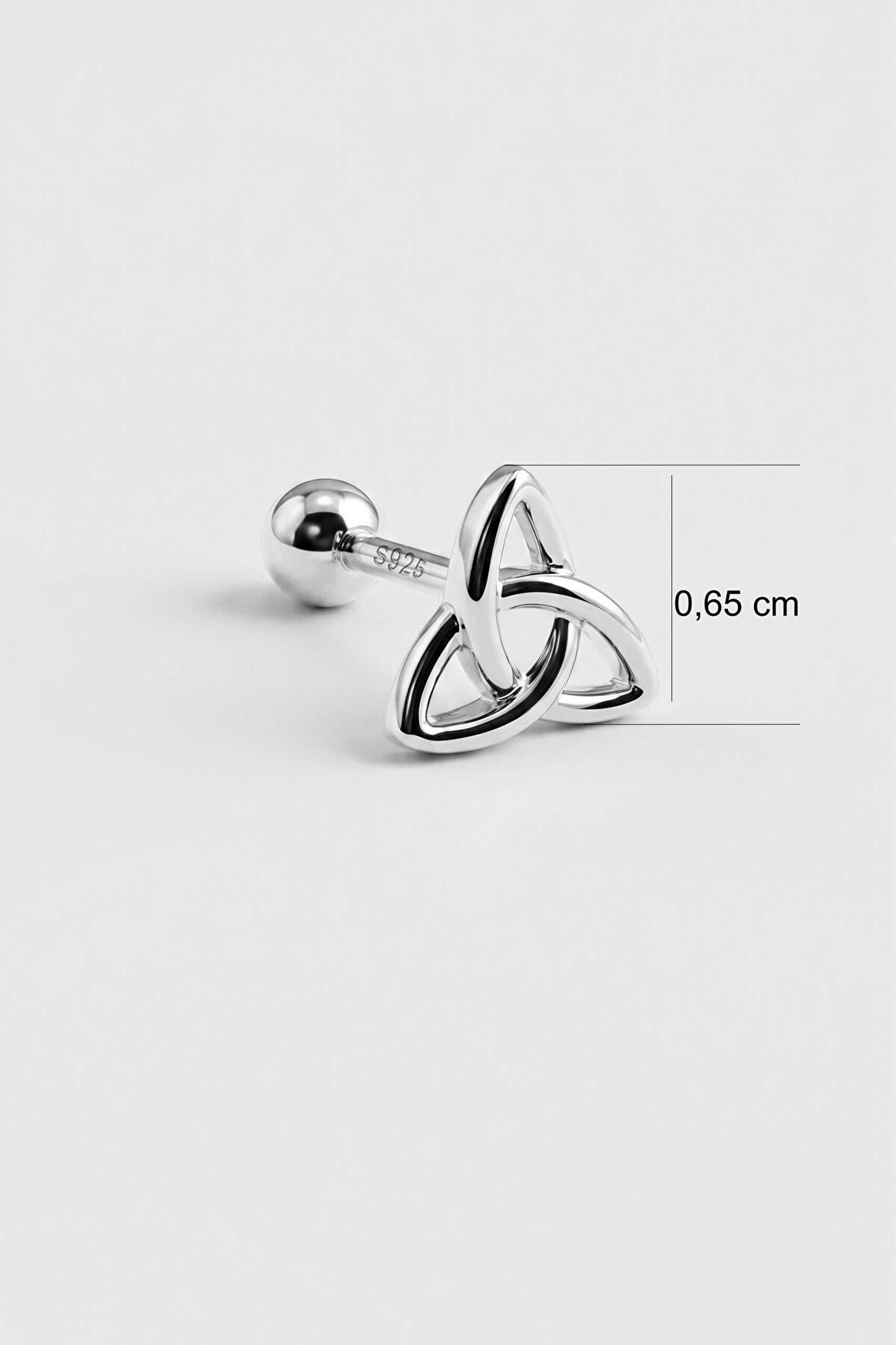 Sonsuz Düğüm 18 Ayar Beyaz Altın Kaplama Gümüş Tragus-Helix Piercing - 2