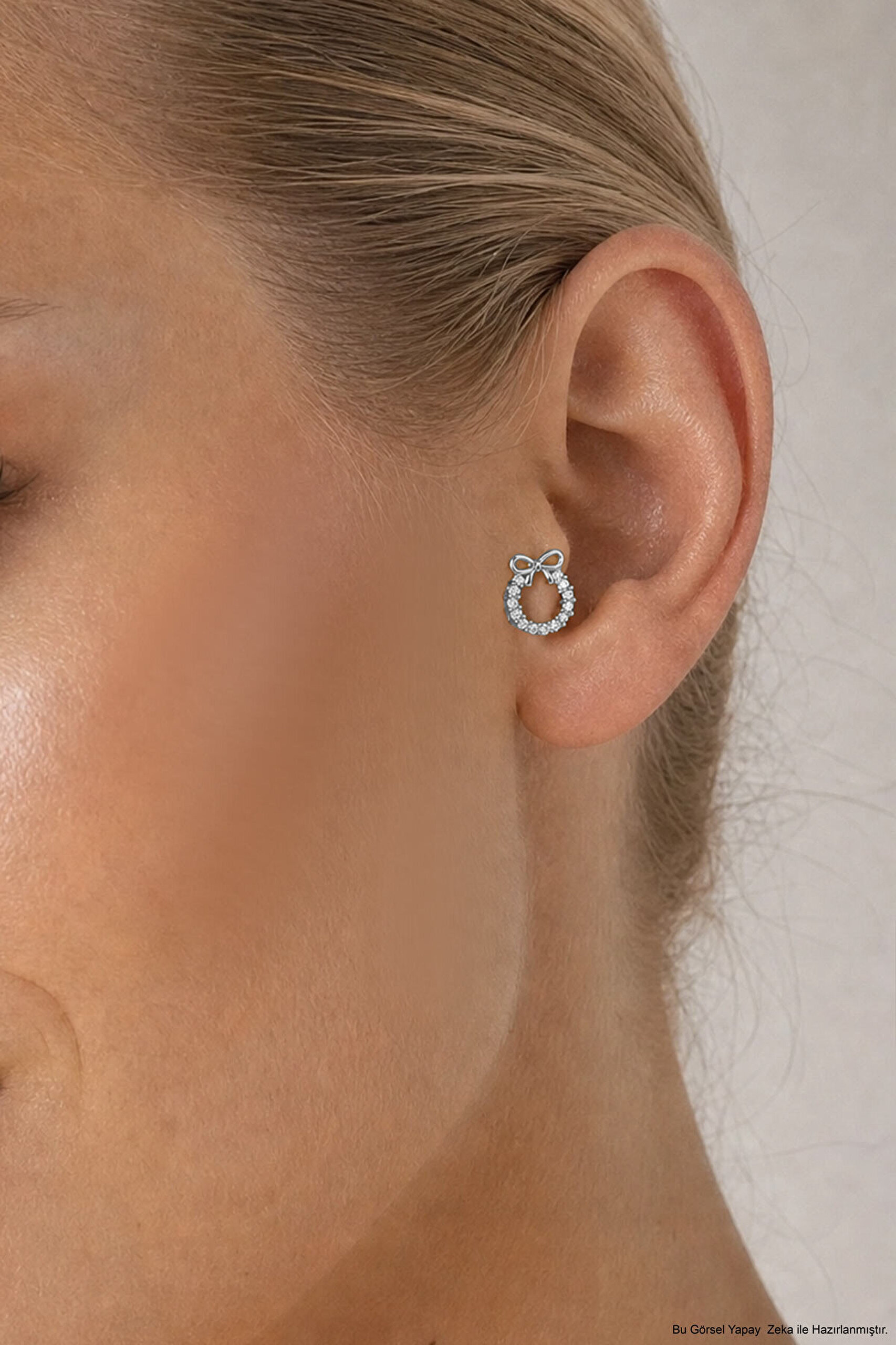 Işıltılı Fiyonk 18 Ayar Beyaz Altın Kaplama Gümüş Tragus-Flat Piercing - 1