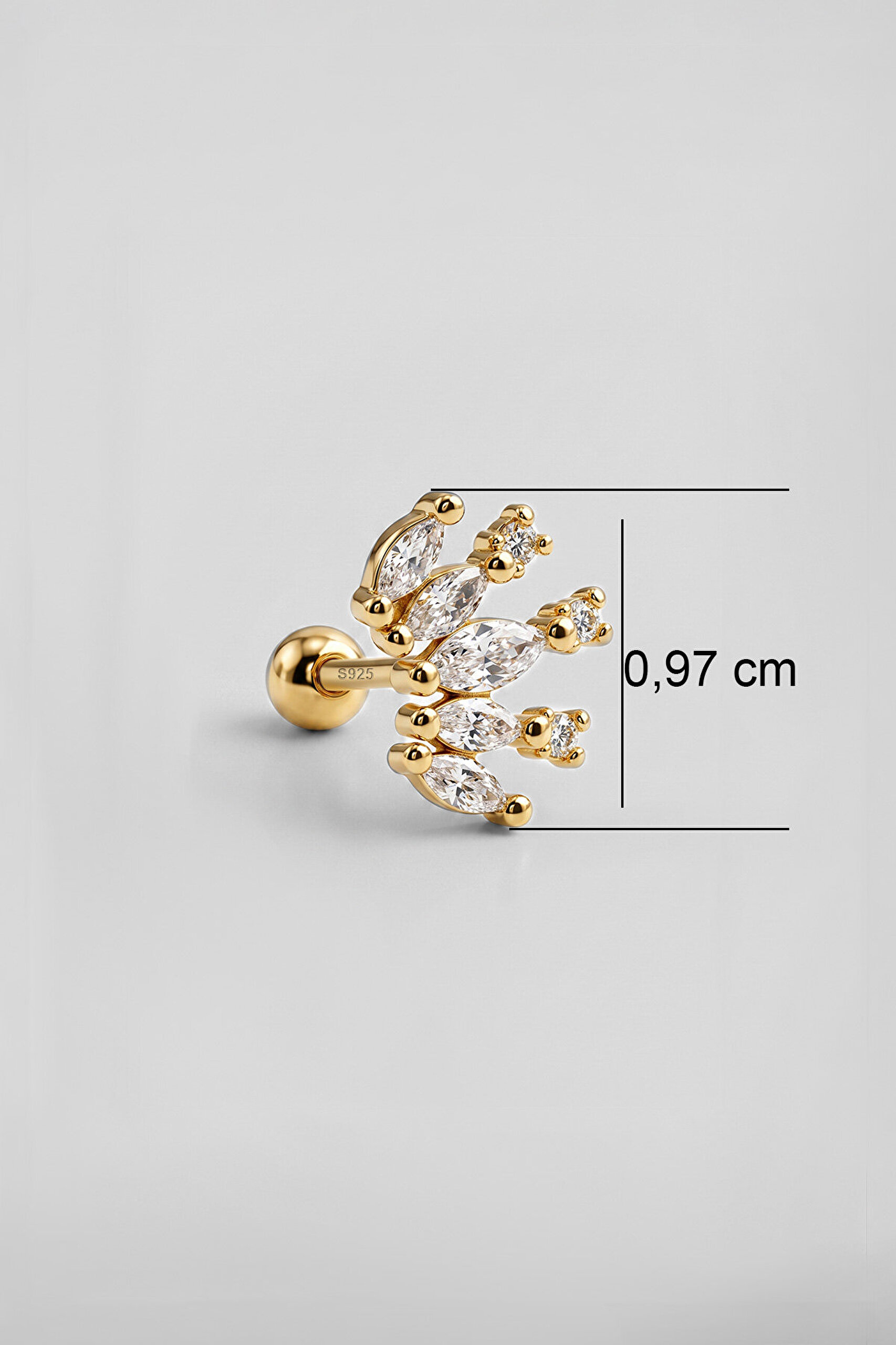 Nova 18 Ayar Sarı Altın Kaplama Gümüş Conch-Helix Piercing - 2