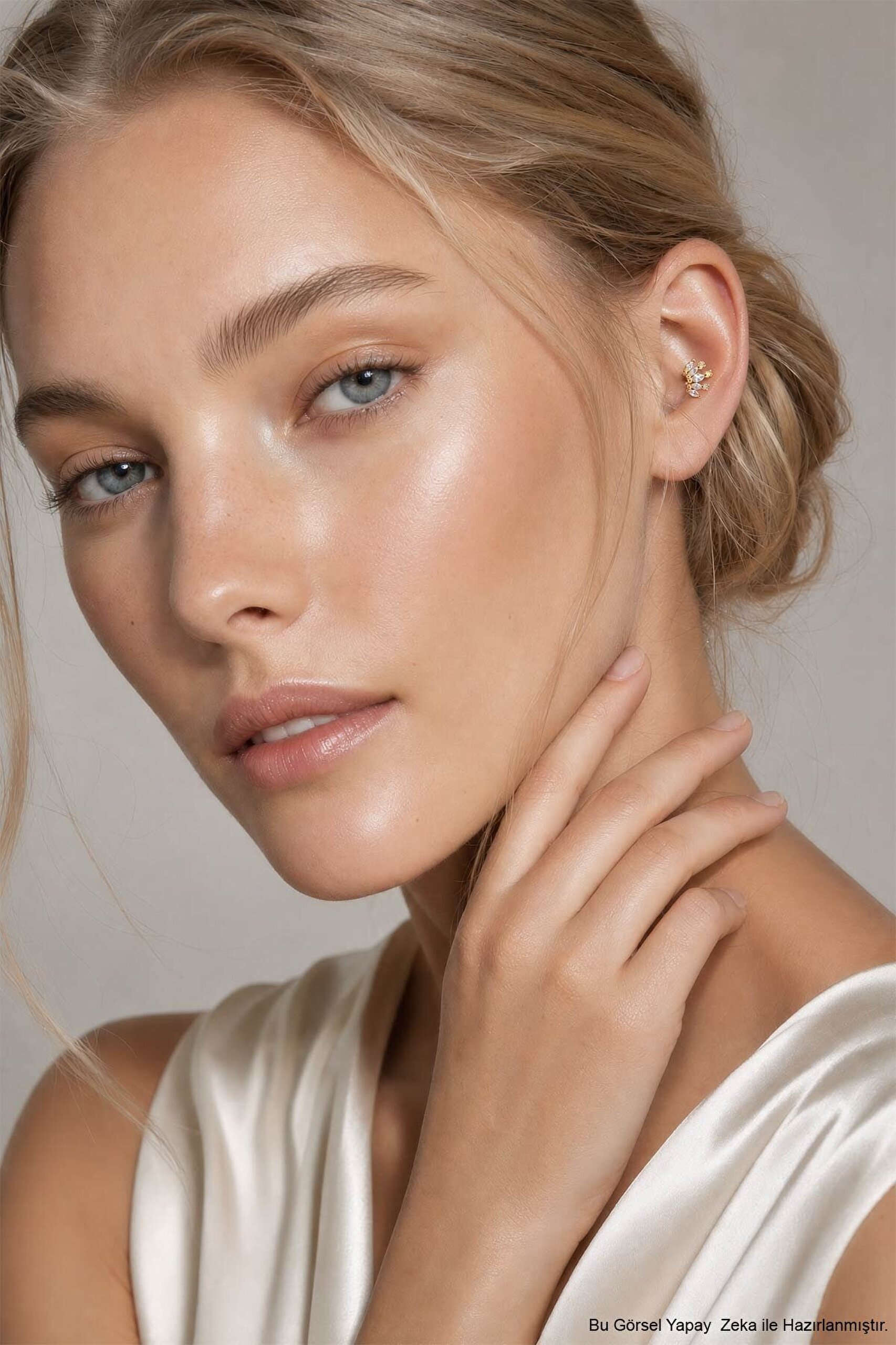 Nova 18 Ayar Sarı Altın Kaplama Gümüş Conch-Helix Piercing - 3