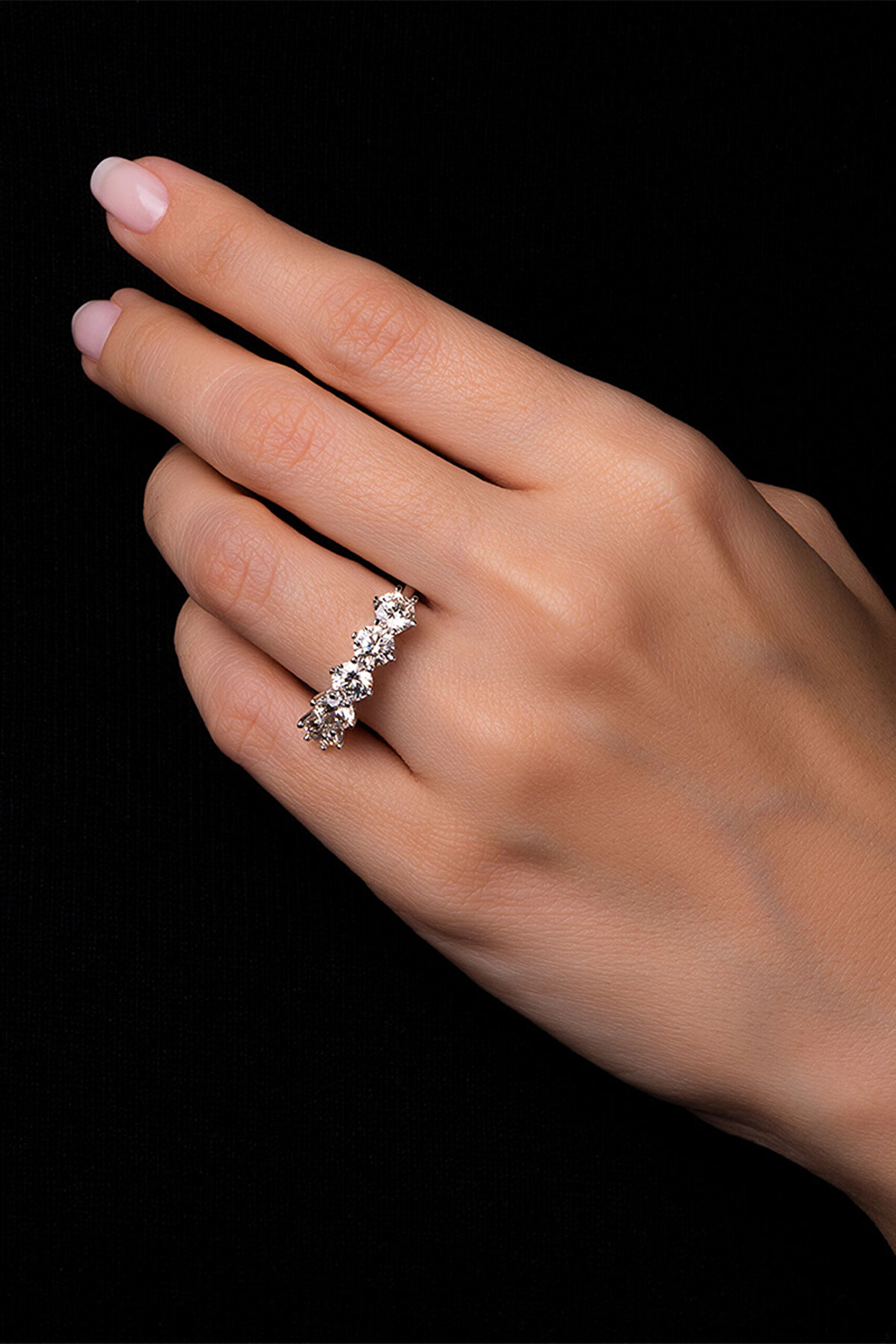 ⁠ Premium Created Taşlı 8 Ayar Beyaz Altın 2.50 Ct Effect Beştaş Yüzük_2}